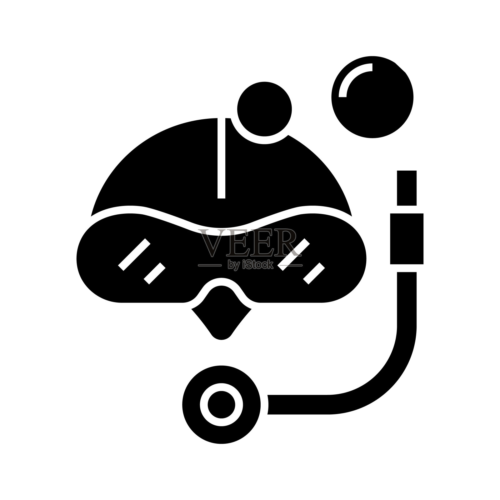 滑雪弹药黑色图标，概念插图，矢量平面符号，象形符号设计元素图片