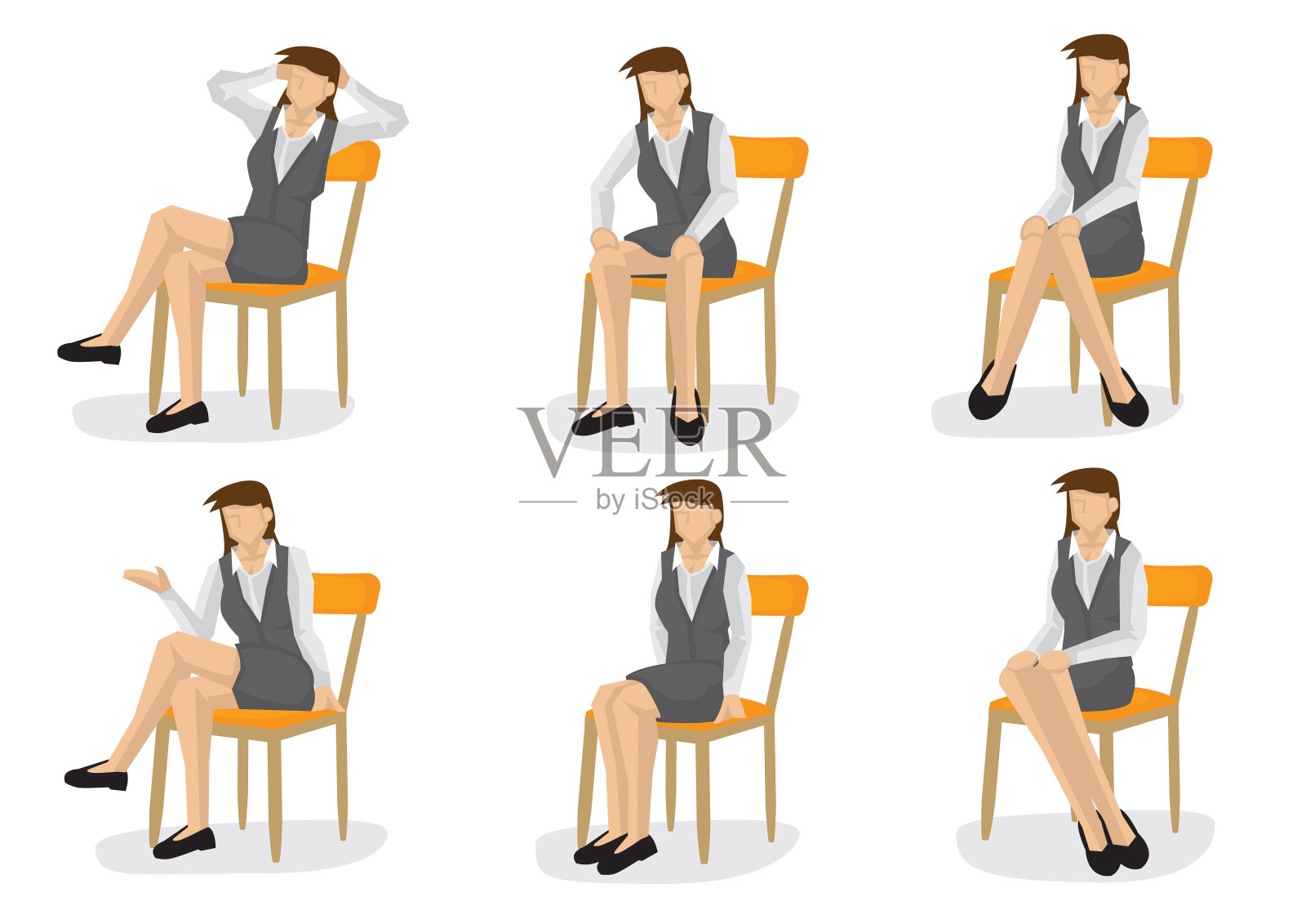 全套全长商务妇女在各种坐姿插画图片素材_ID:395337030-Veer图库