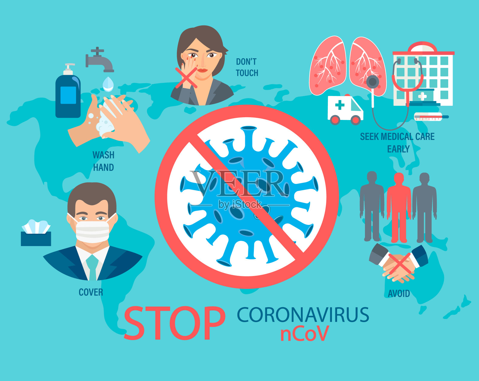 预防冠状病毒疾病的信息图。插画图片素材
