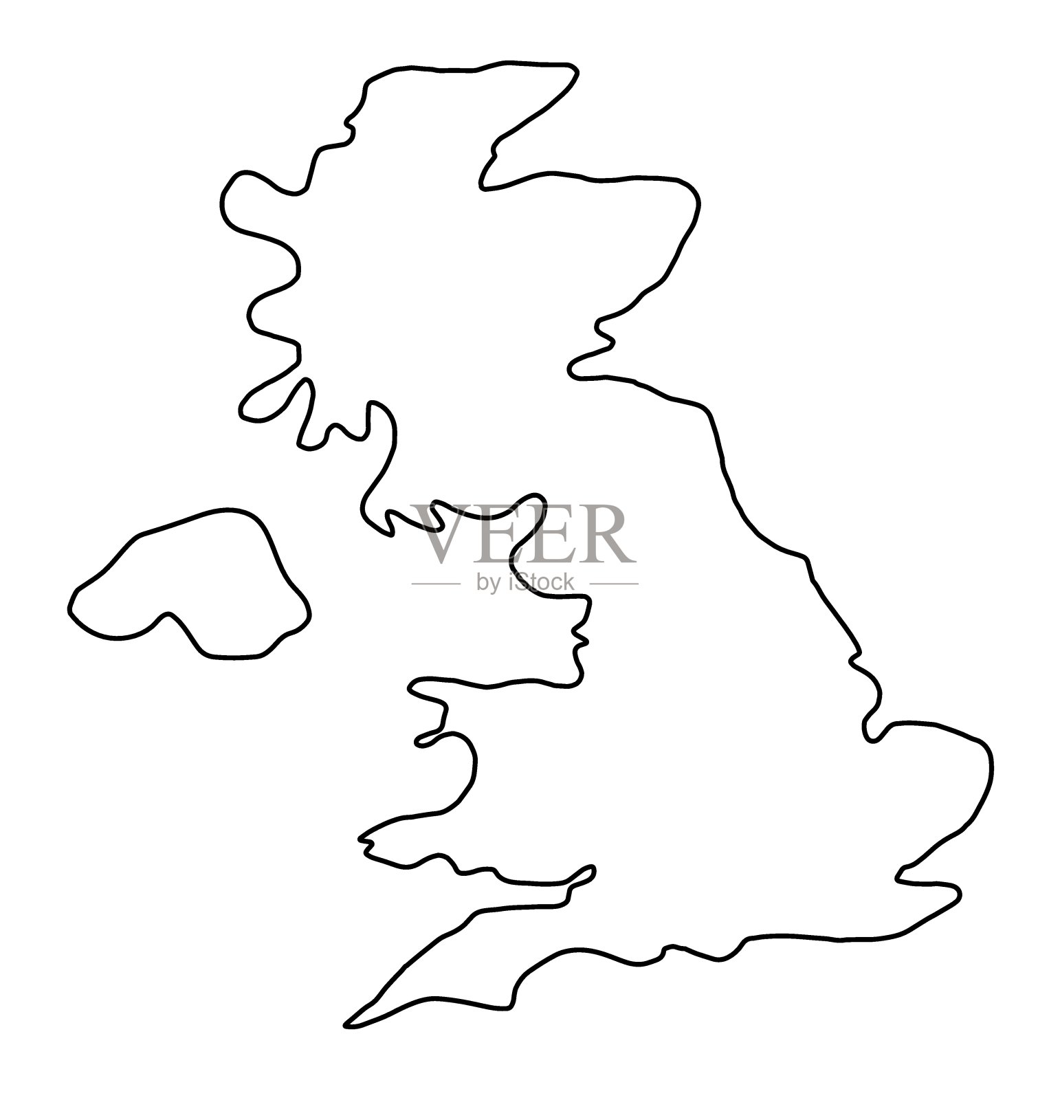 英国黑色等高线地图插画图片素材