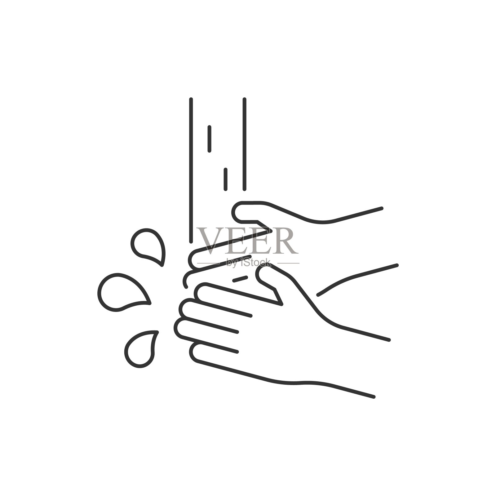 白色背景上的洗手线图标插画图片素材