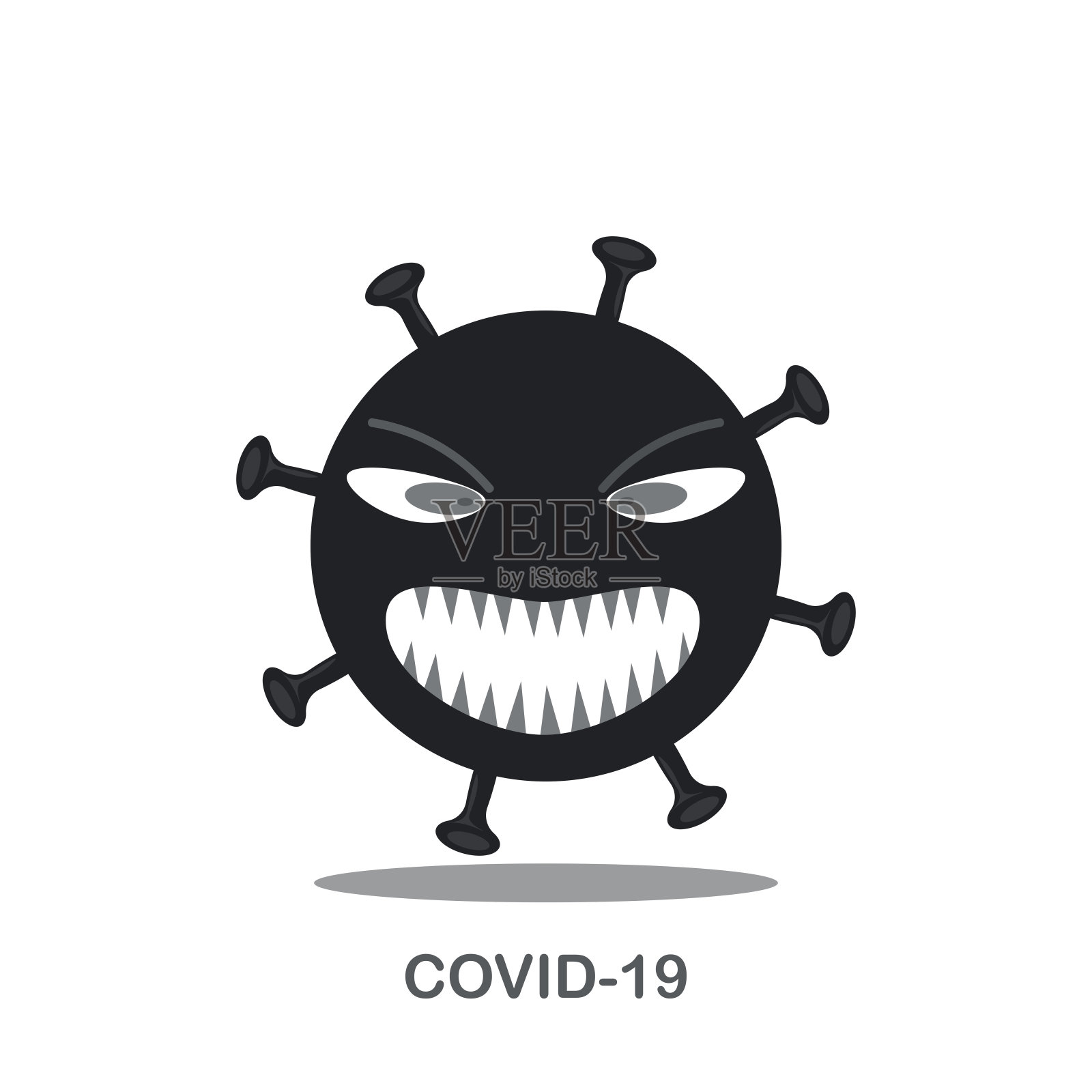 有面部表情的细菌。新型冠状病毒(2019 - ncov)。病毒Covid 19-NCP。冠状病毒是指单链RNA病毒设计元素图片