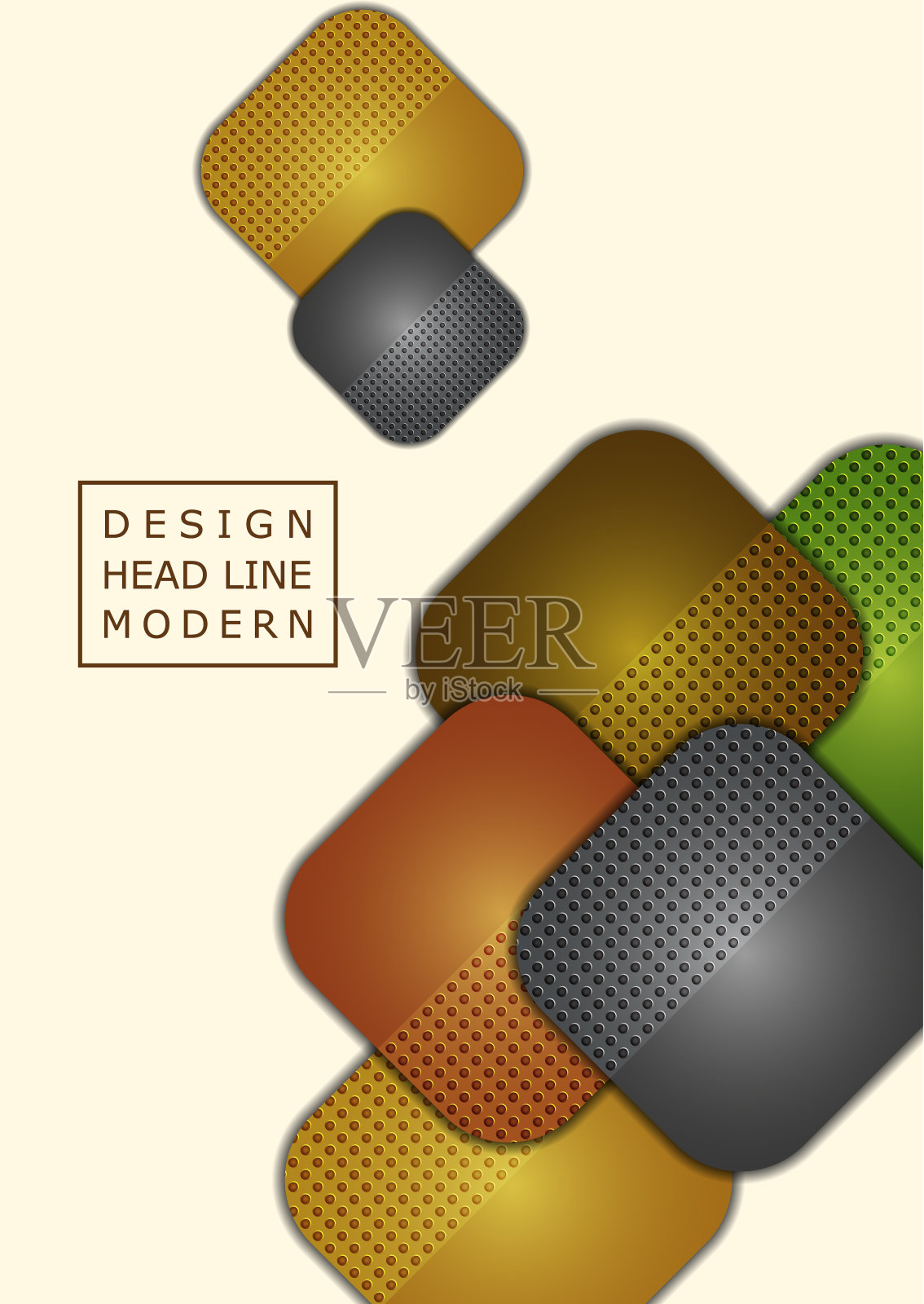 抽象的几何背景，彩色的圆形方块组成横幅。现代模板的商业小册子，传单，演示或网页设计布局。插画图片素材