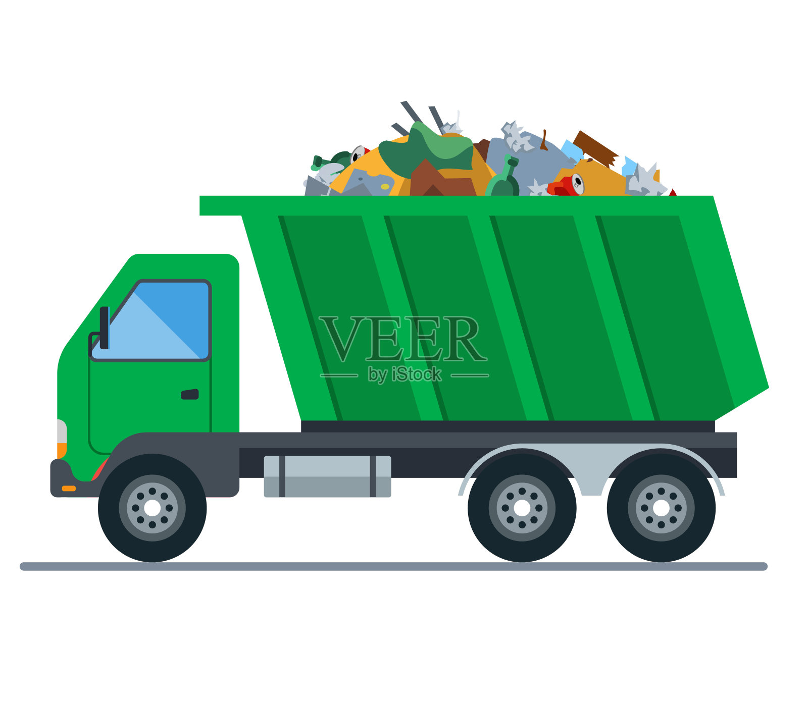 一辆装满垃圾的卡车被送往垃圾填埋场设计元素图片