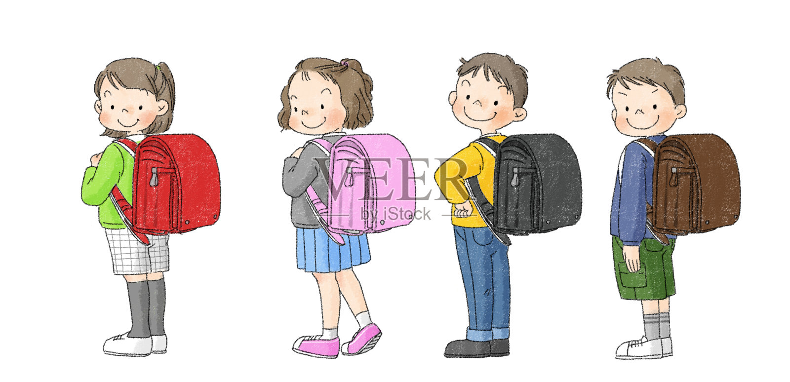 日本小学生插画插画图片素材