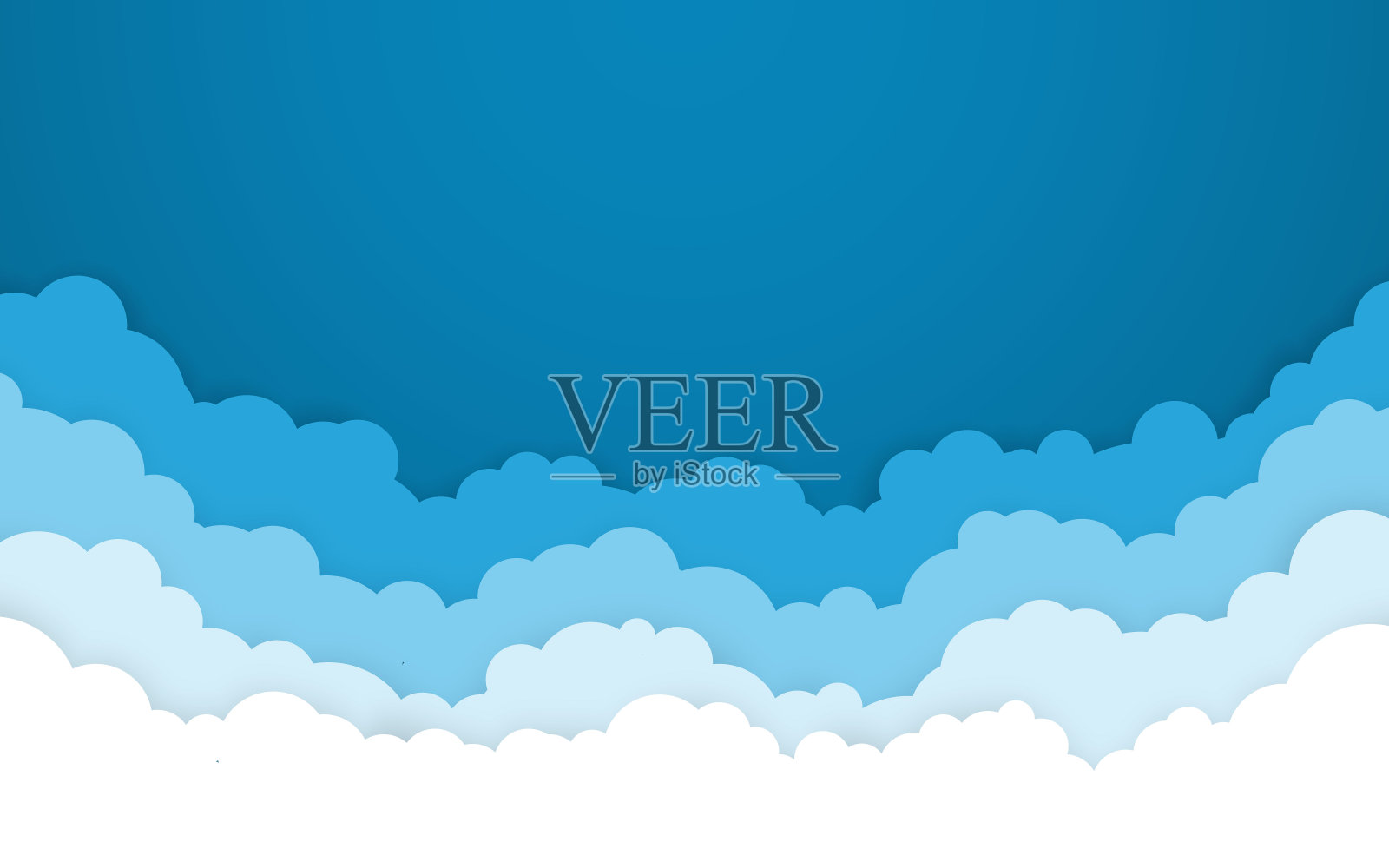 蓝天和白云的背景。卡通平面风格设计。矢量图插画图片素材