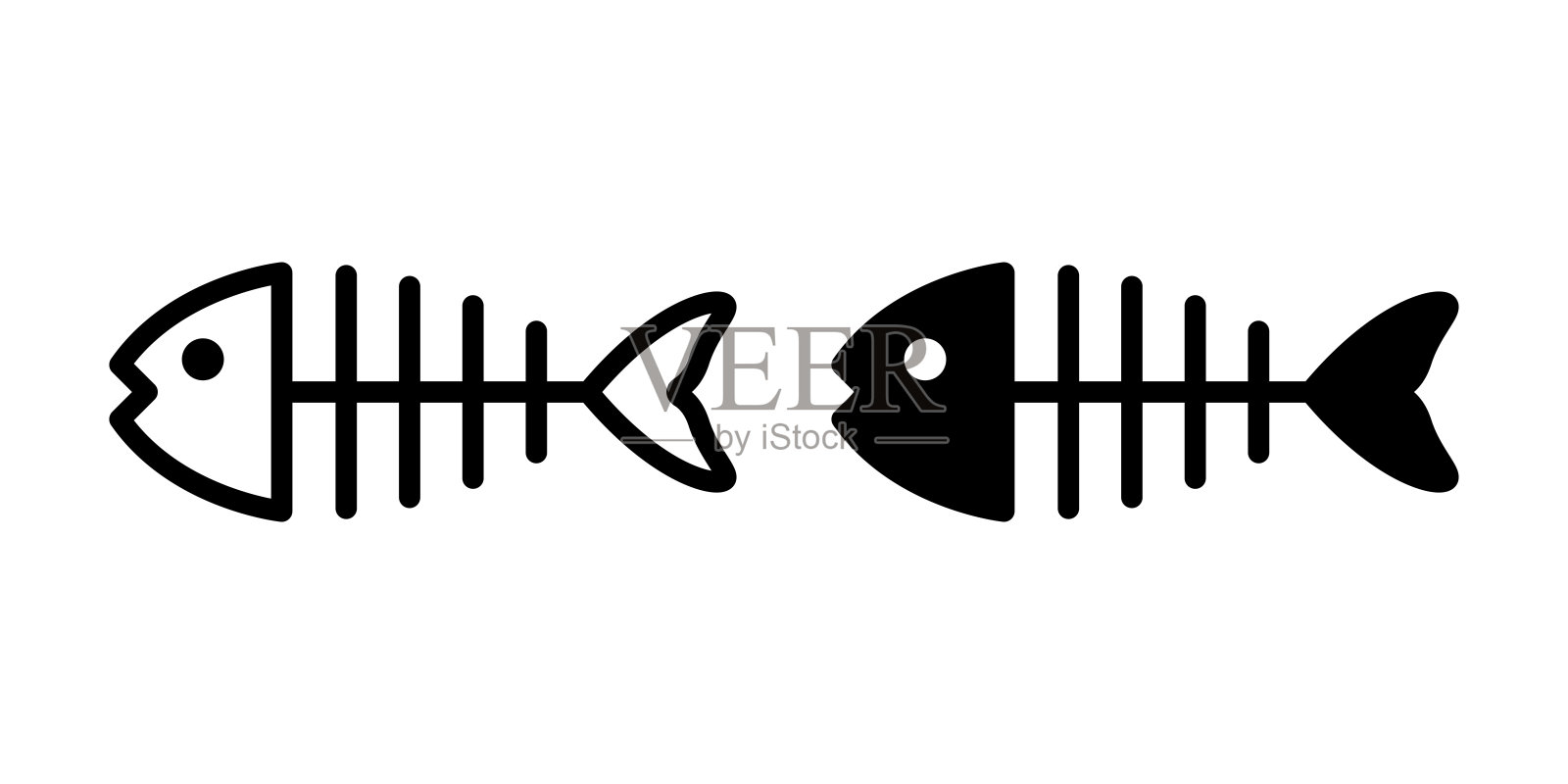 鱼骨头矢量鲑鱼图标金枪鱼卡通符号插图设计设计元素图片