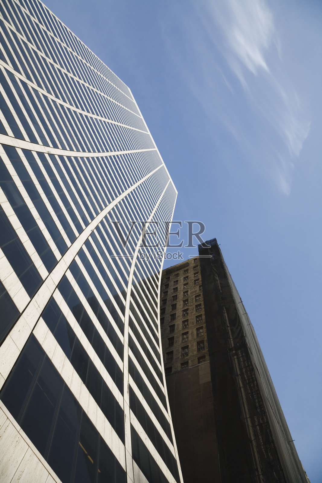 纽约摩天大楼，曼哈顿的建筑物特写照片摄影图片