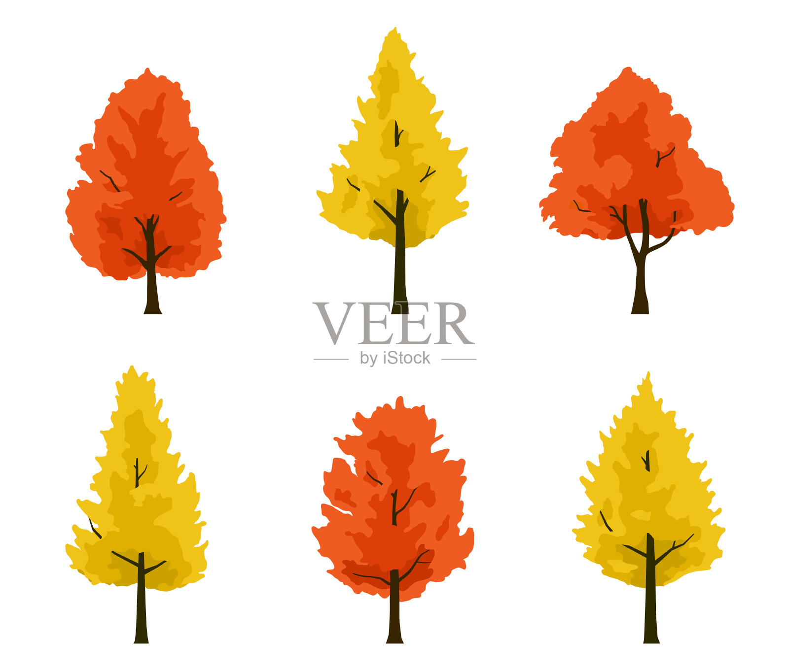 枫叶和银杏树秋叶插图集设计元素图片