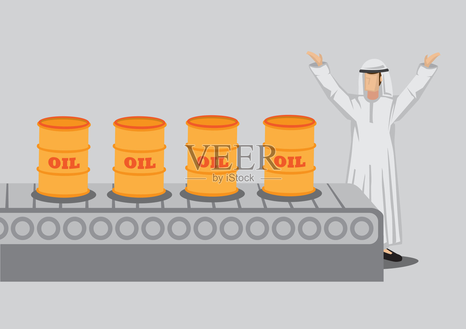 阿拉伯人和石油生产工厂卡通矢量插图插画图片素材