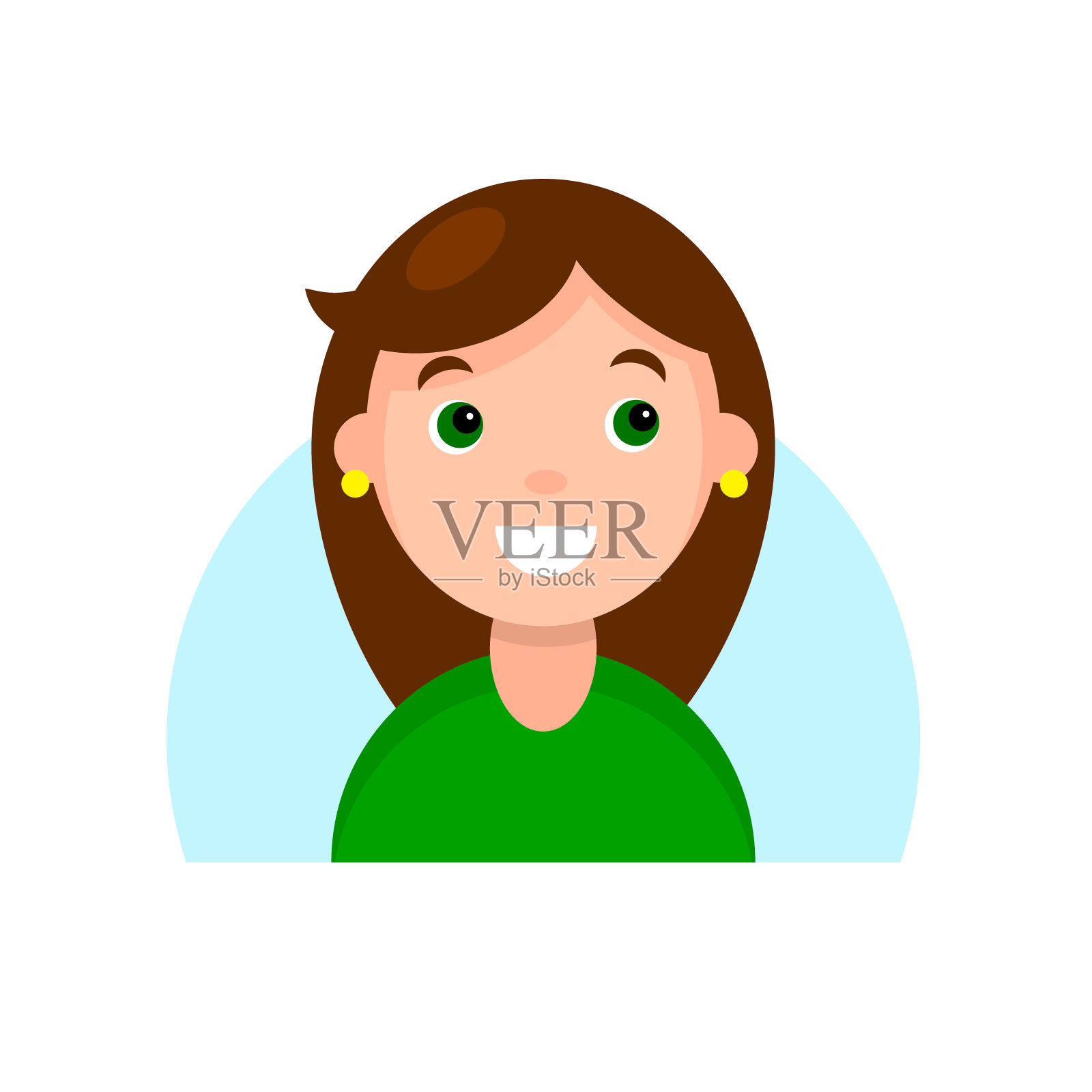 一张微笑的黑发女孩的脸设计元素图片