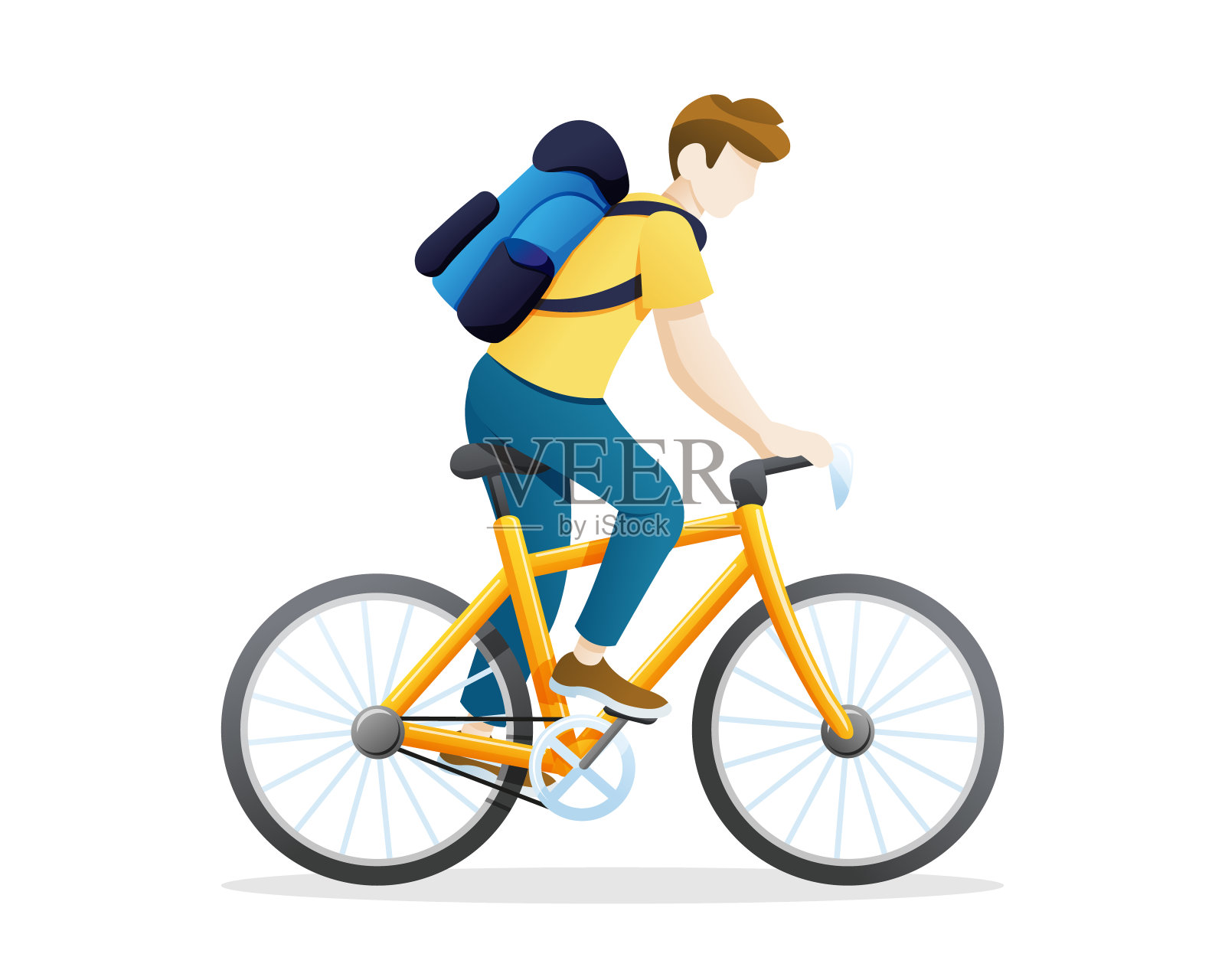 矢量插图年轻人骑自行车设计元素图片