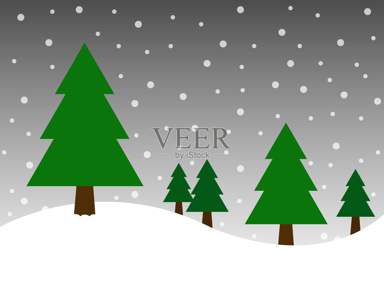 圣诞树在白雪和黑色的背景下欢度圣诞佳节。插图EPS10插画图片素材