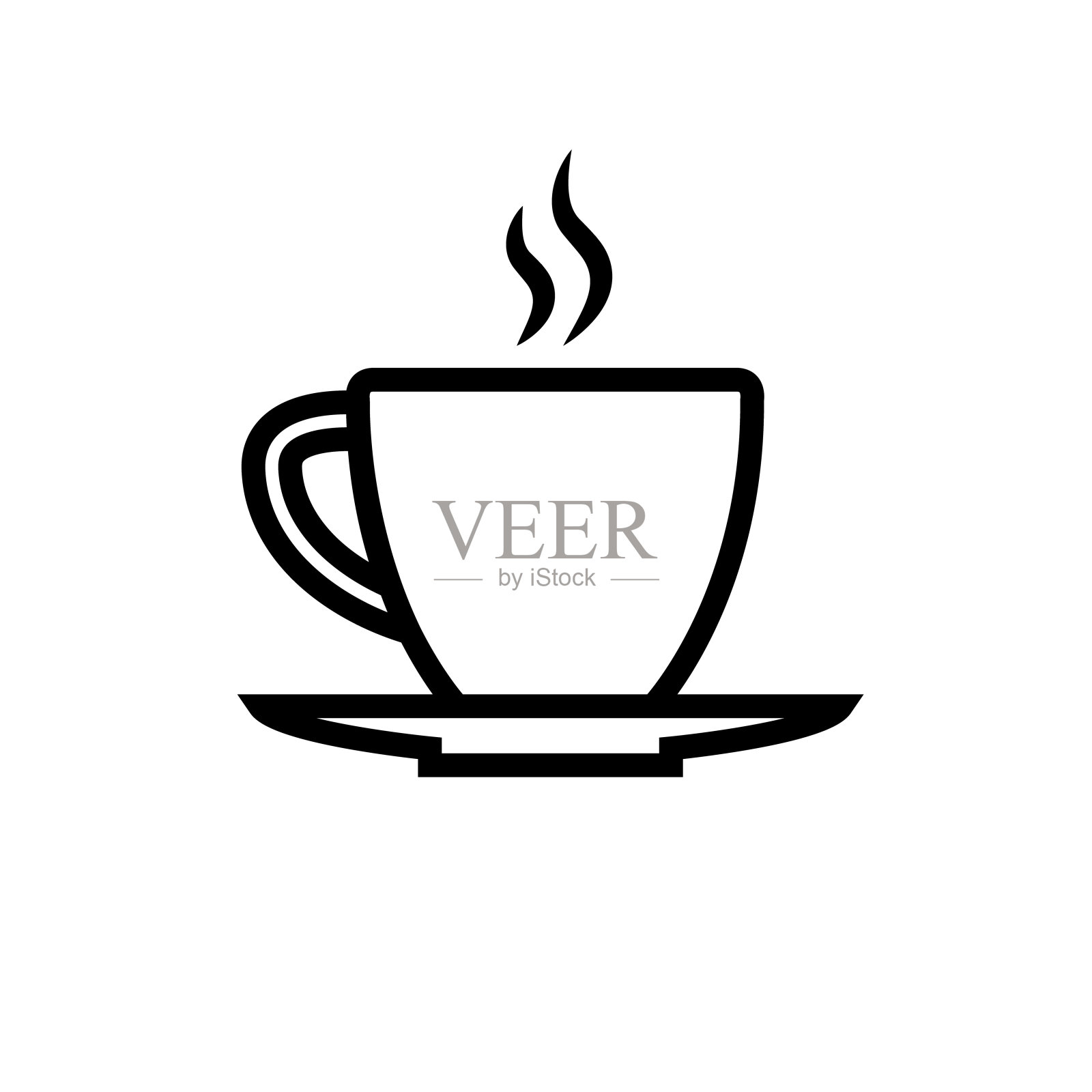 咖啡杯图标，标志孤立在白色背景图标素材