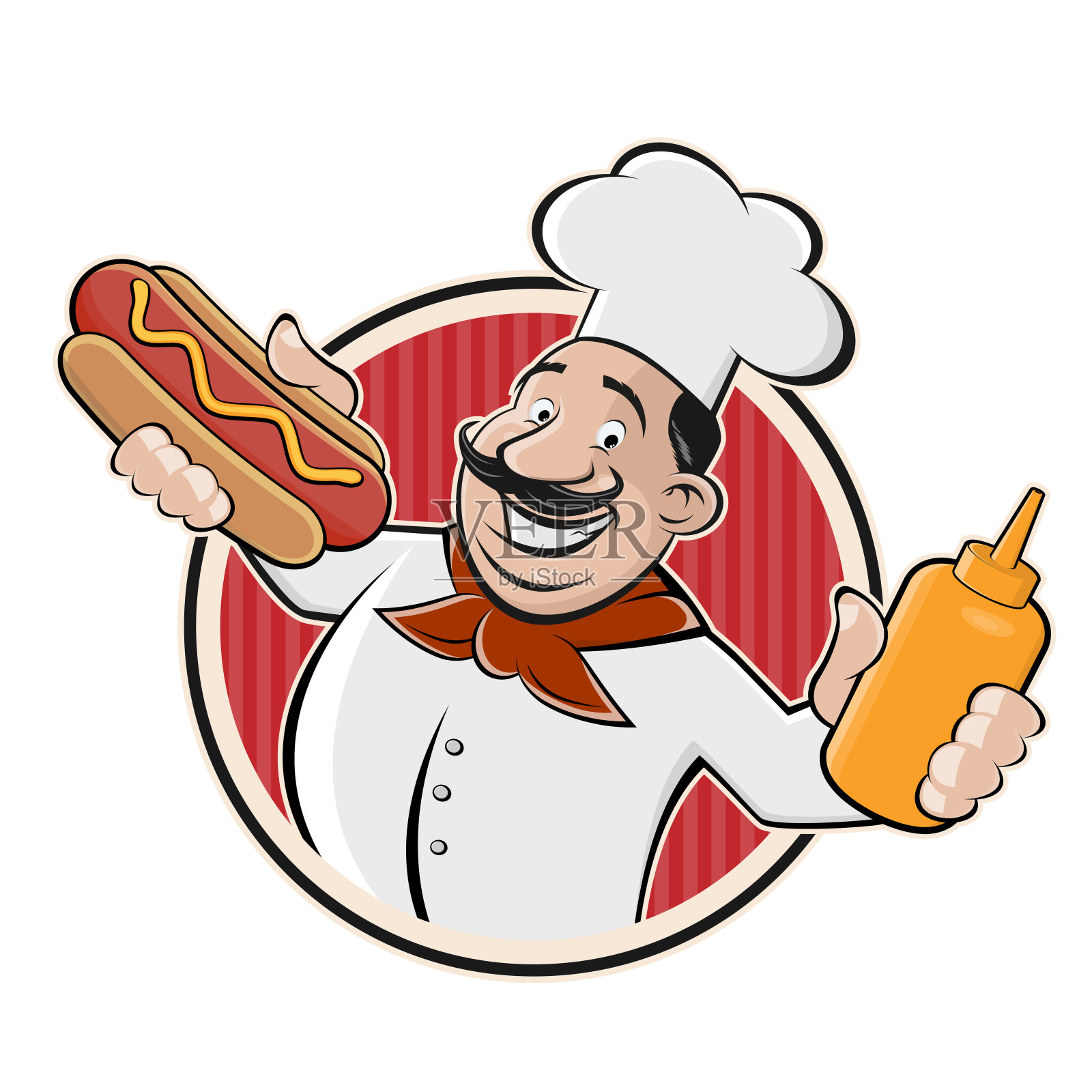 卡通标志的厨师服务热狗插画图片素材