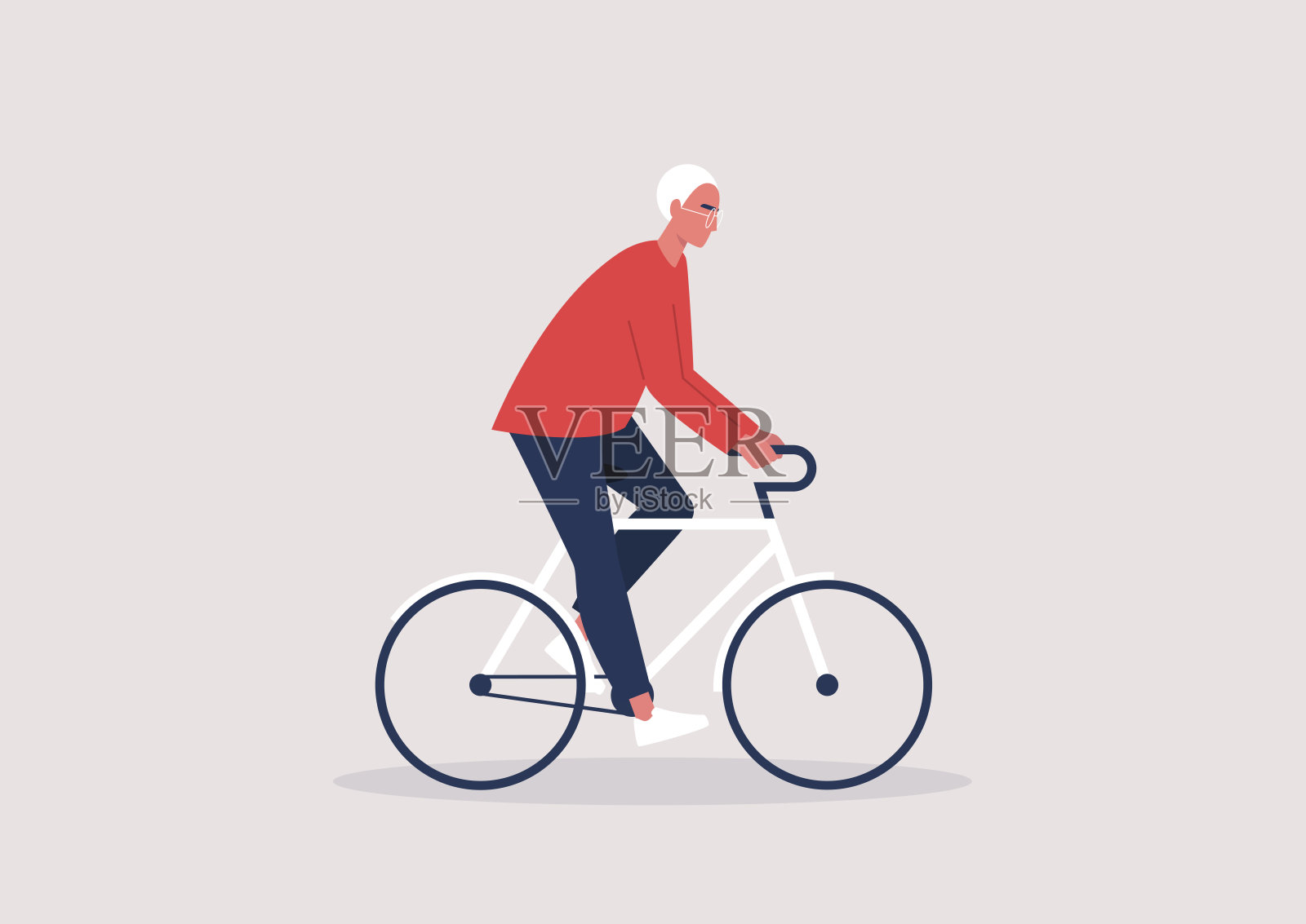 年轻的男性角色骑着自行车，千禧一代的生活方式设计元素图片