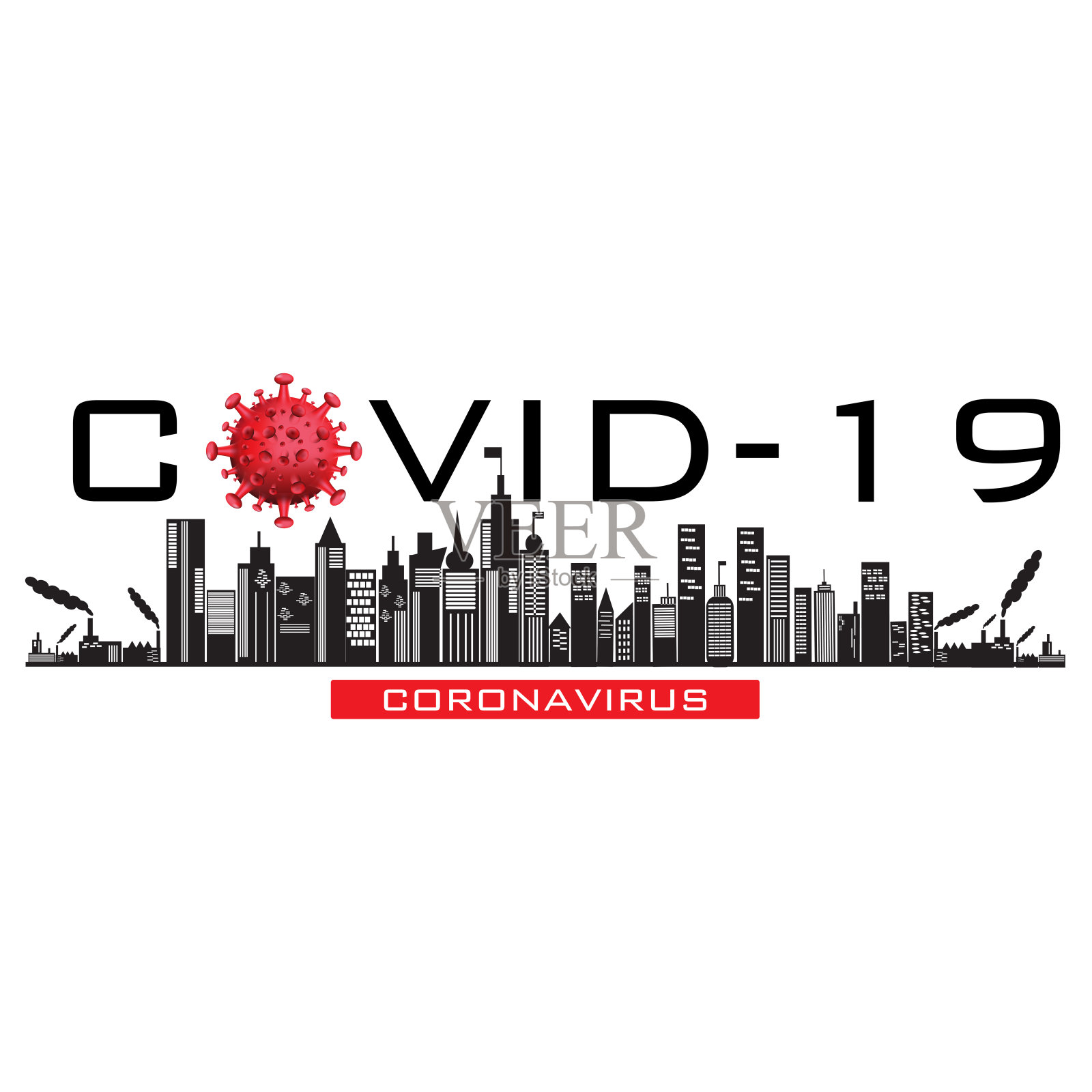 封锁城市Covid-19冠状病毒背景模板插画图片素材