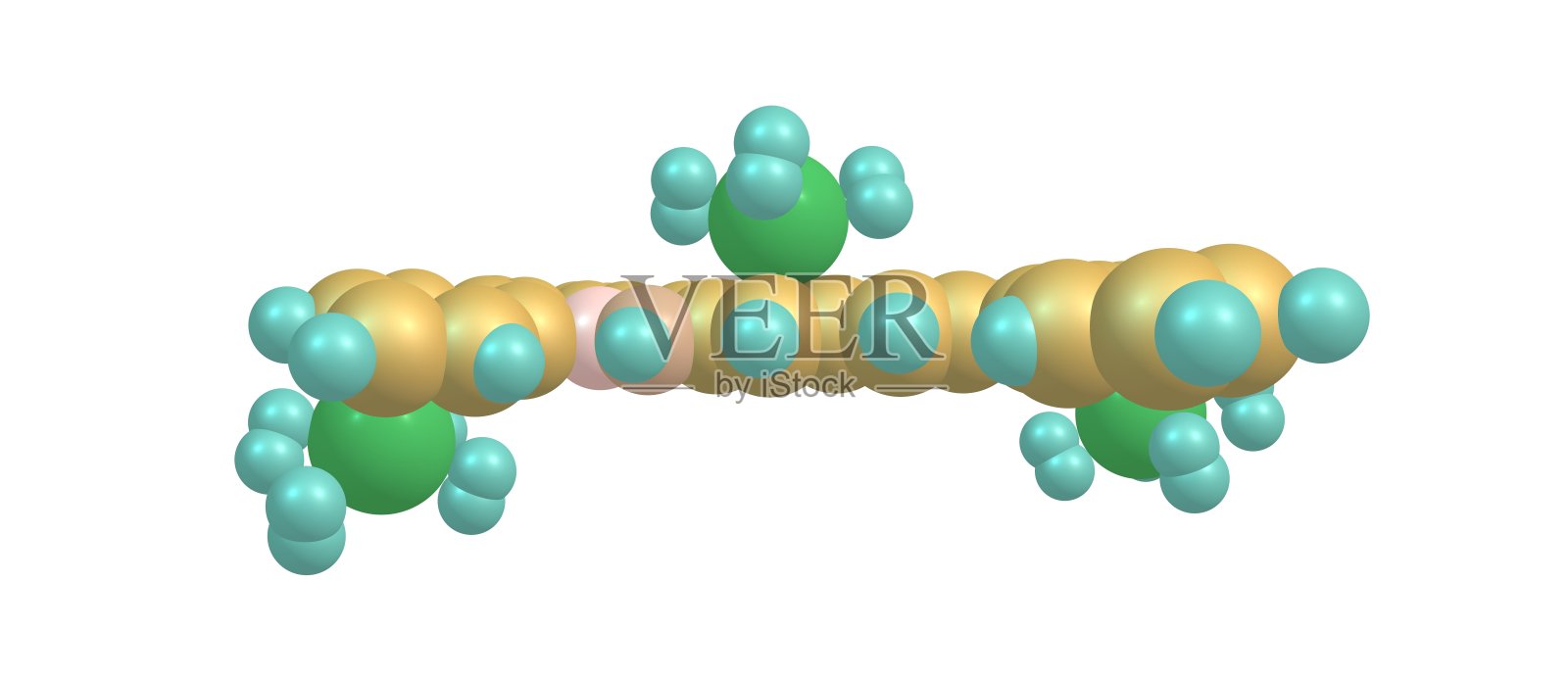 四苯并五苯分子结构与氢分子照片摄影图片