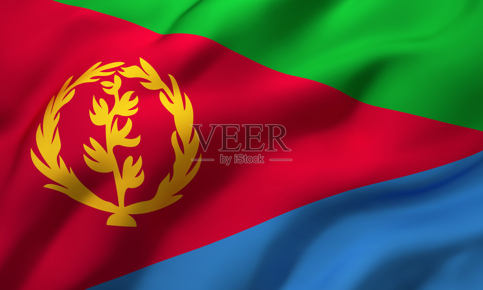厄立特里亚国旗在风中飘扬照片摄影图片