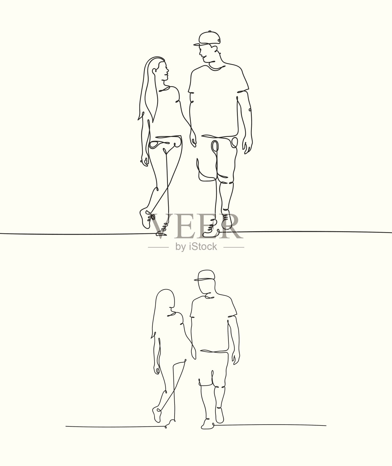 散步的恋人剪影设计元素图片