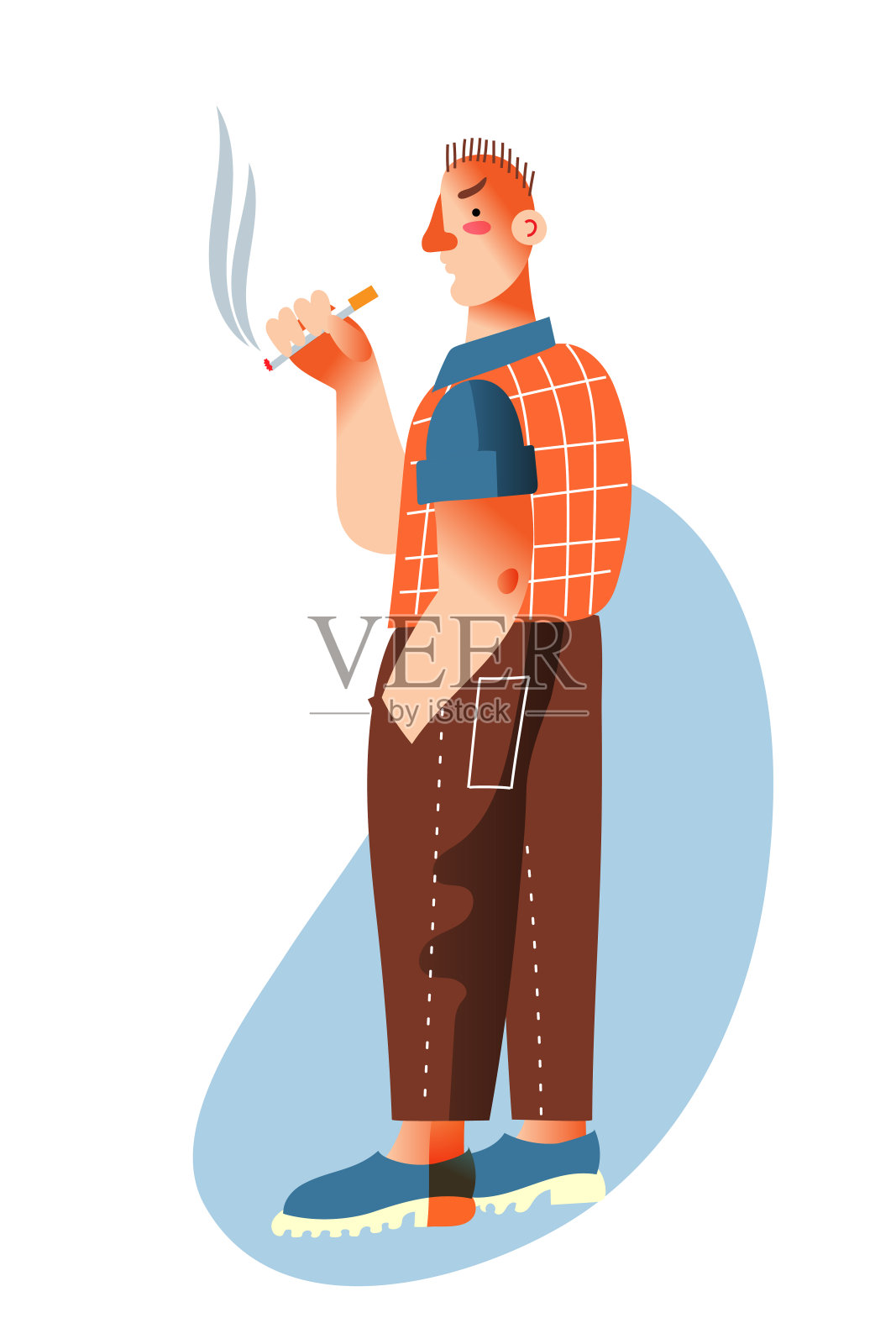 矢量人物插图的男人吸烟者设计元素图片