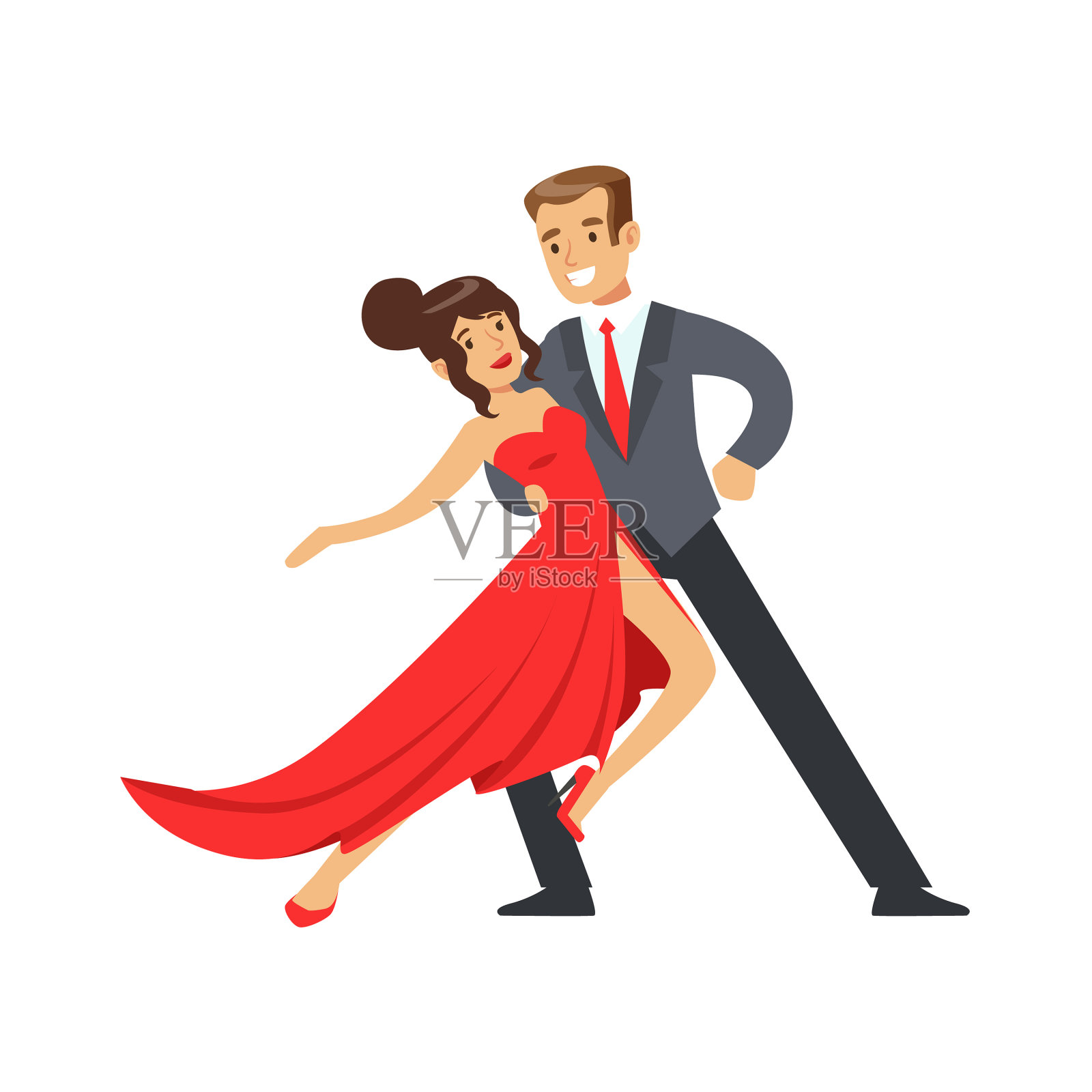 年轻幸福的夫妇跳舞色彩缤纷的性格设计元素图片