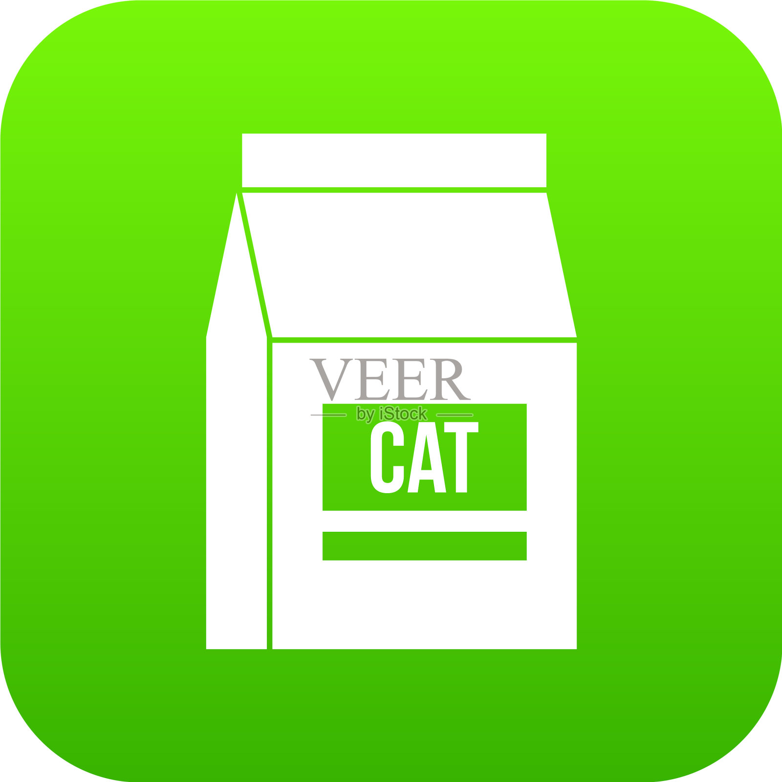 猫粮袋图标数字绿色插画图片素材