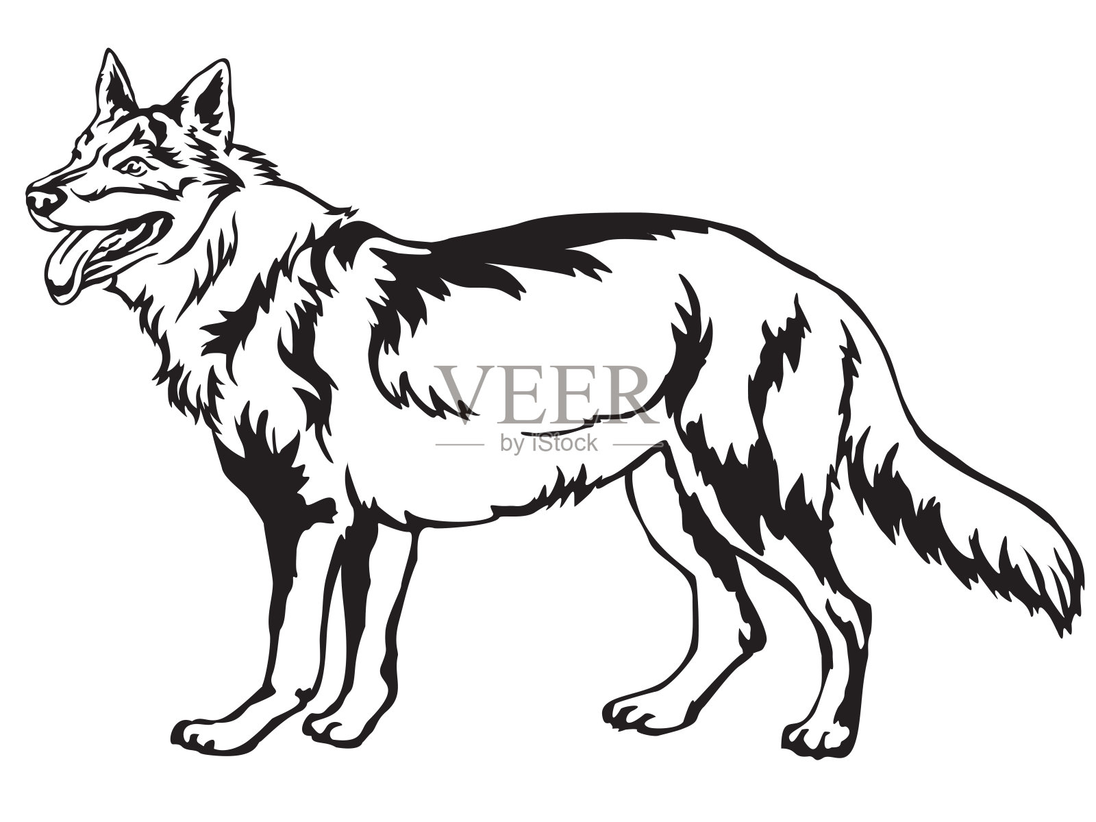 猎狼狗的可爱和简单的插图前脸插画图片素材_ID:420693970-Veer图库