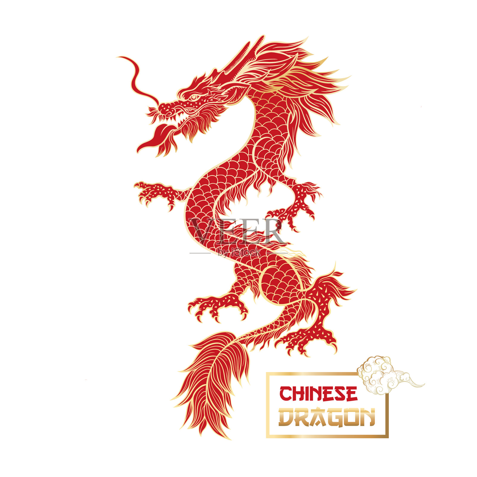 中国红龙设计元素图片