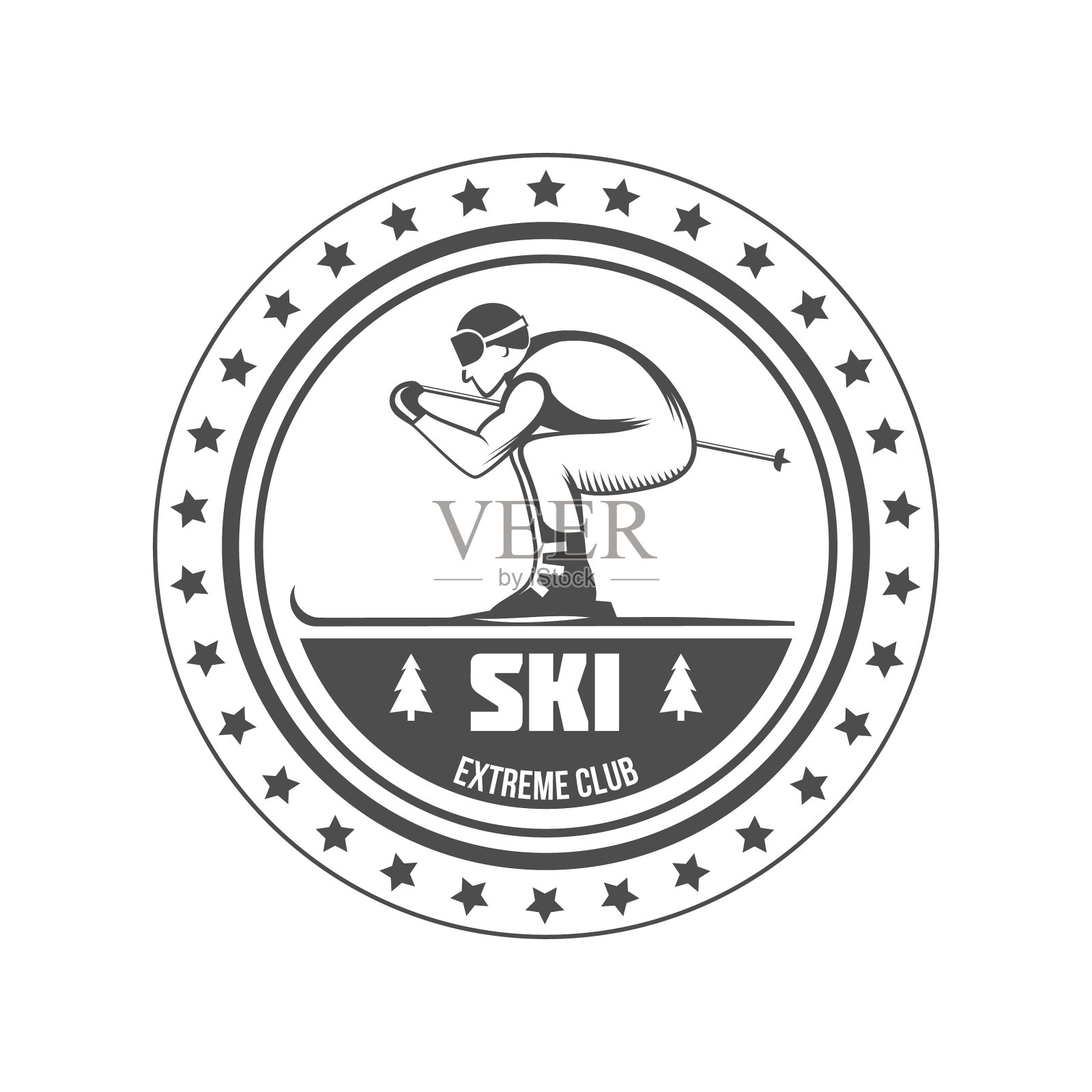 复古的滑雪标志和设计元素图标素材