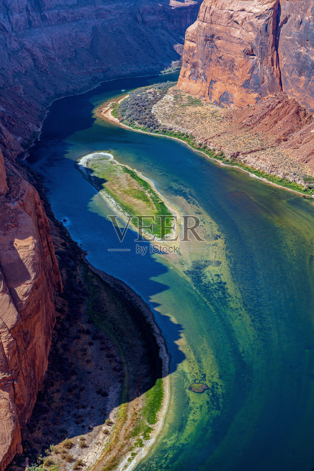鸟瞰图科罗拉多河，大峡谷，亚利桑那州，美国照片摄影图片