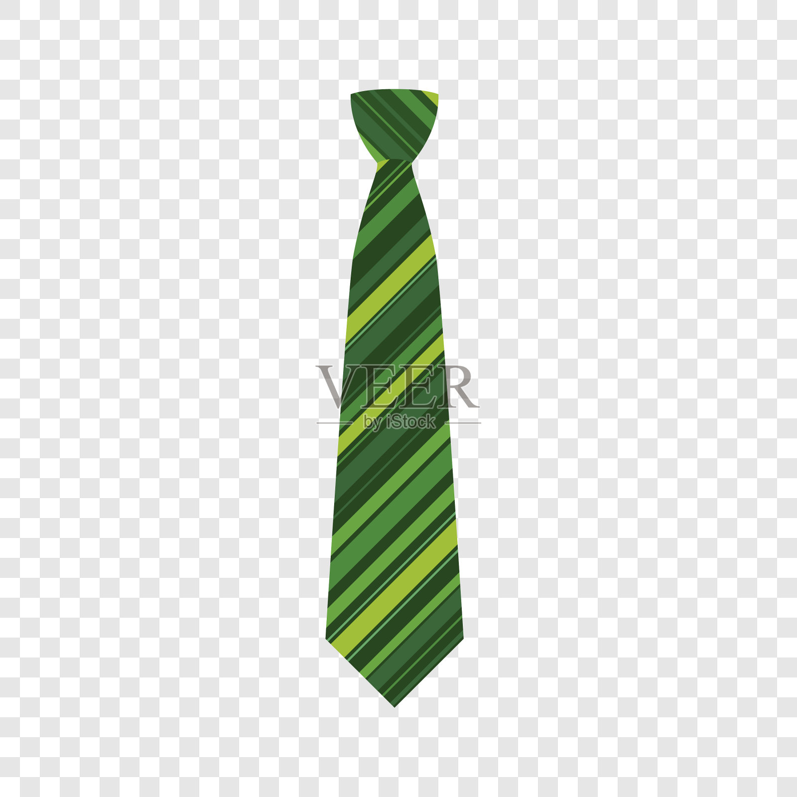 绿色条纹领带图标平坦风格插画图片素材