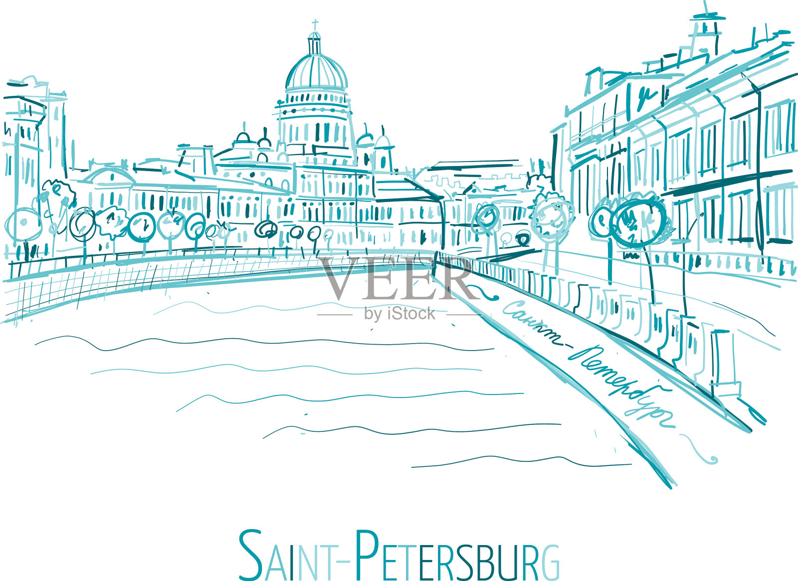俄罗斯圣彼得堡为你的设计草图插画图片素材