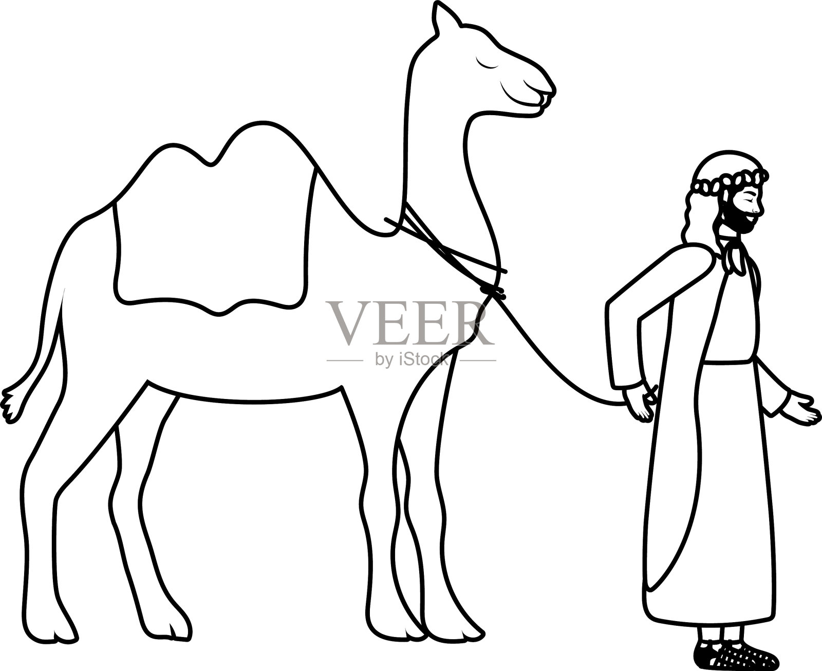 圣约瑟夫骆驼马槽人物插画图片素材