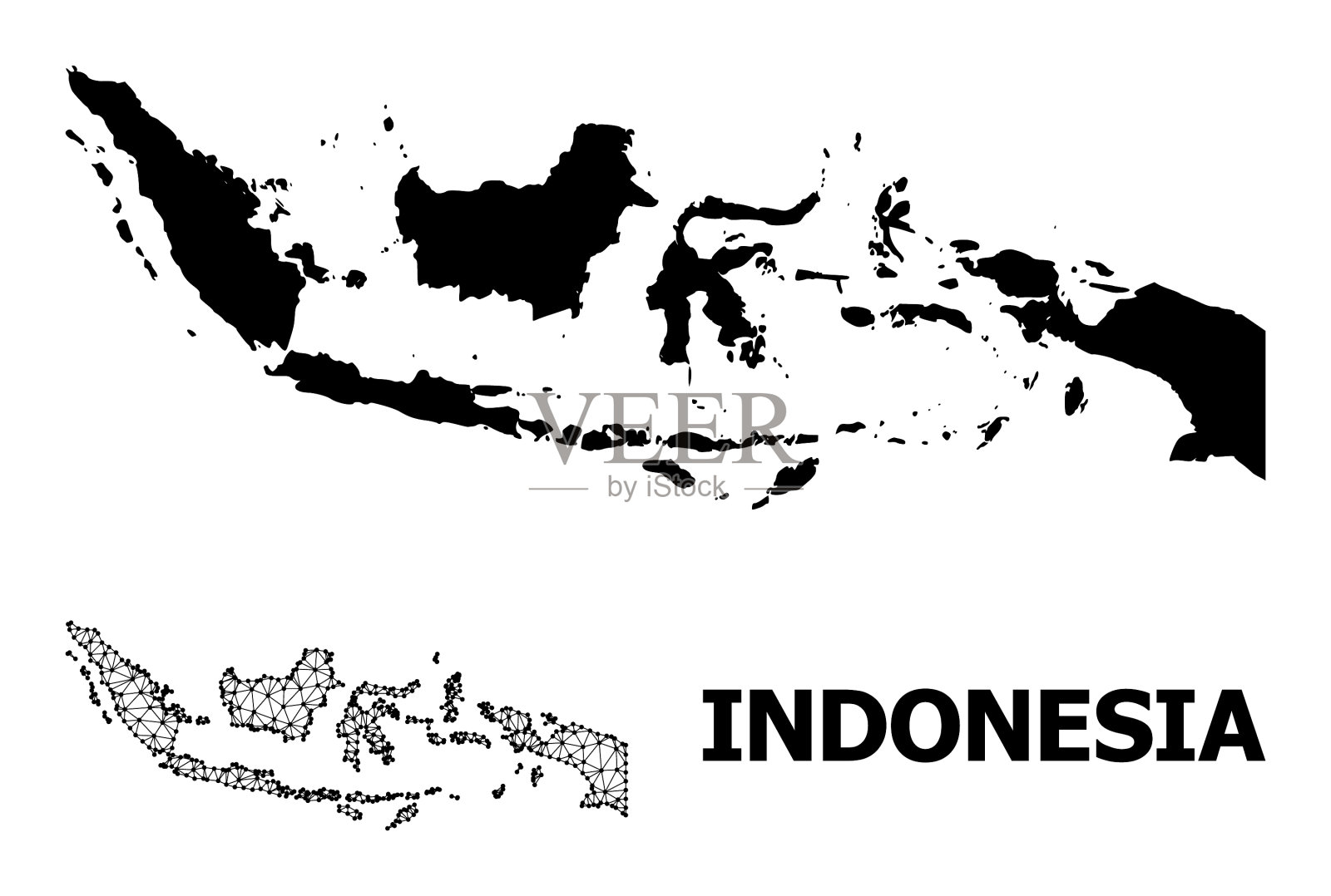 固体和网格地图印度尼西亚插画图片素材