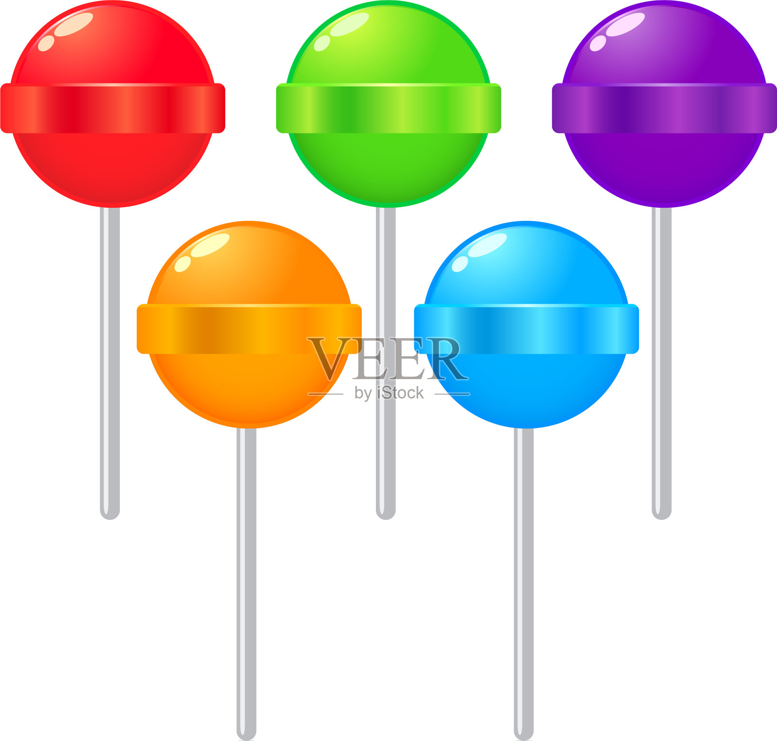一套彩色棒棒糖棒设计元素图片