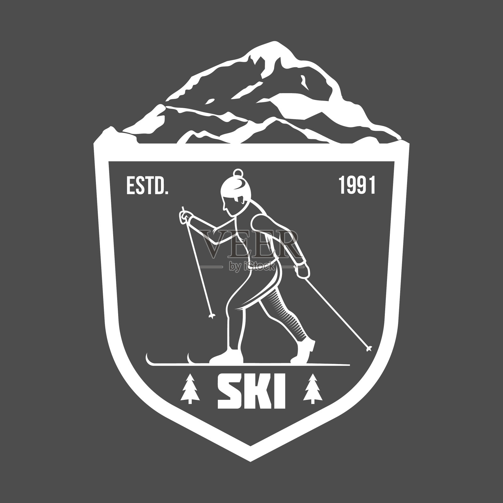 一套复古的滑雪标签和设计元素图标素材