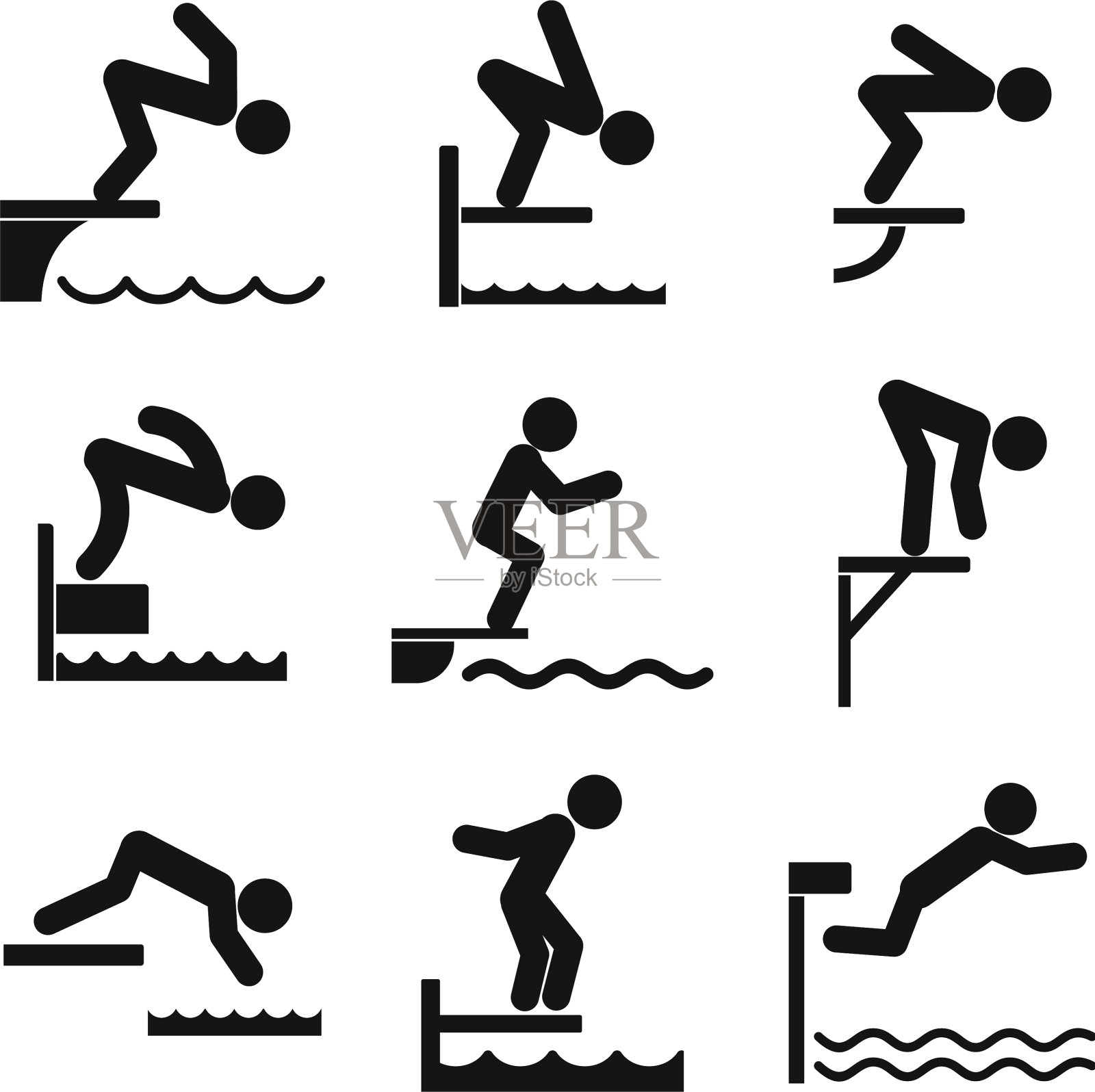 跳水板图标设置简单的风格图标素材