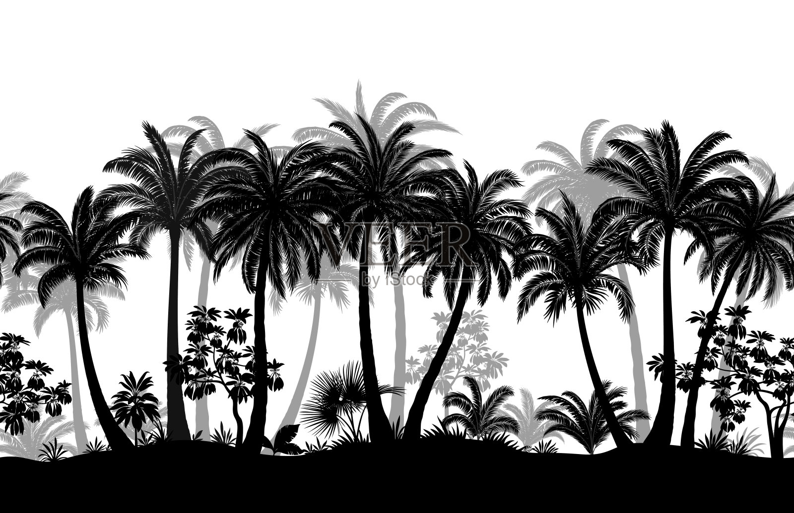无缝的热带森林插画图片素材