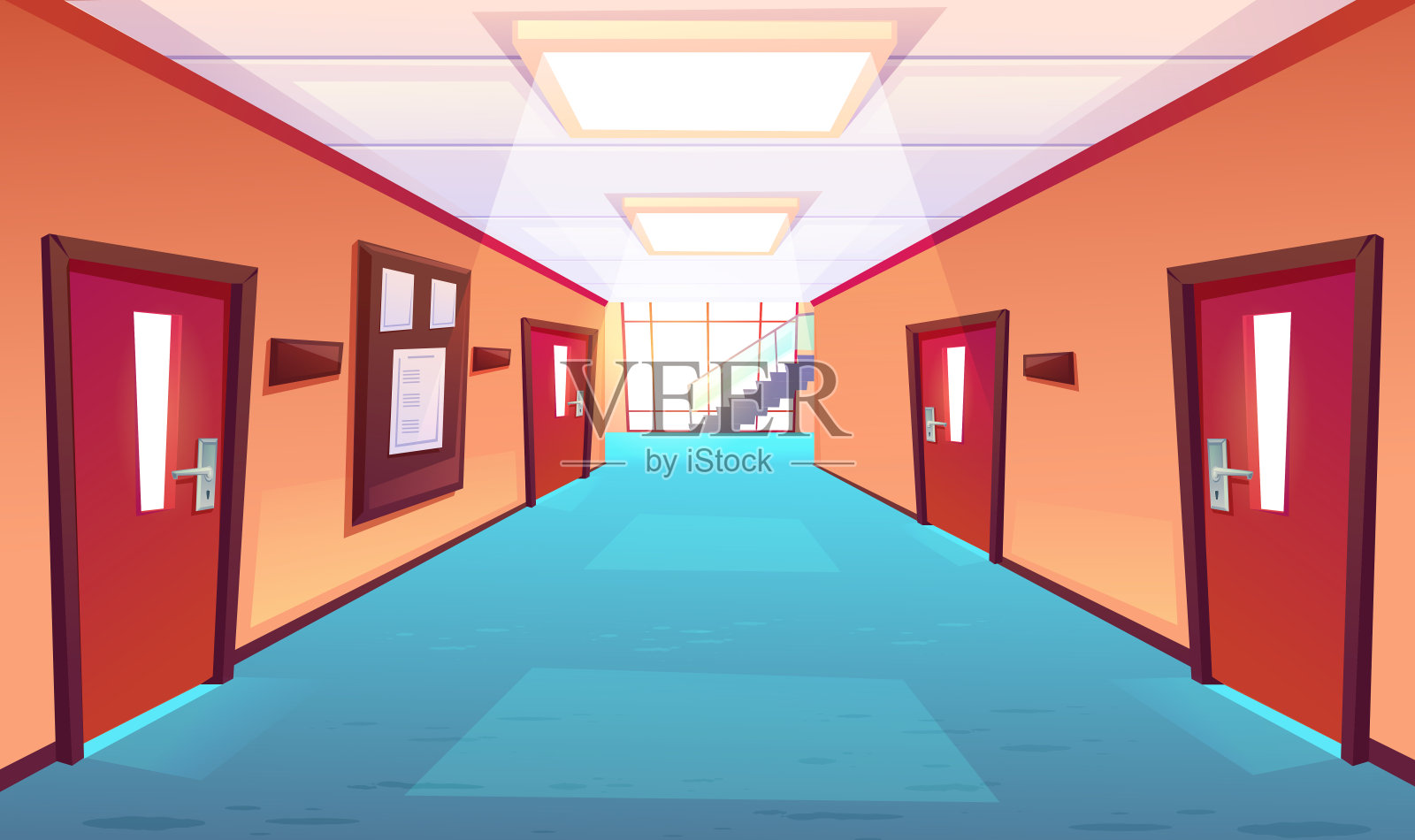 学校走廊，学院或大学走廊插画图片素材