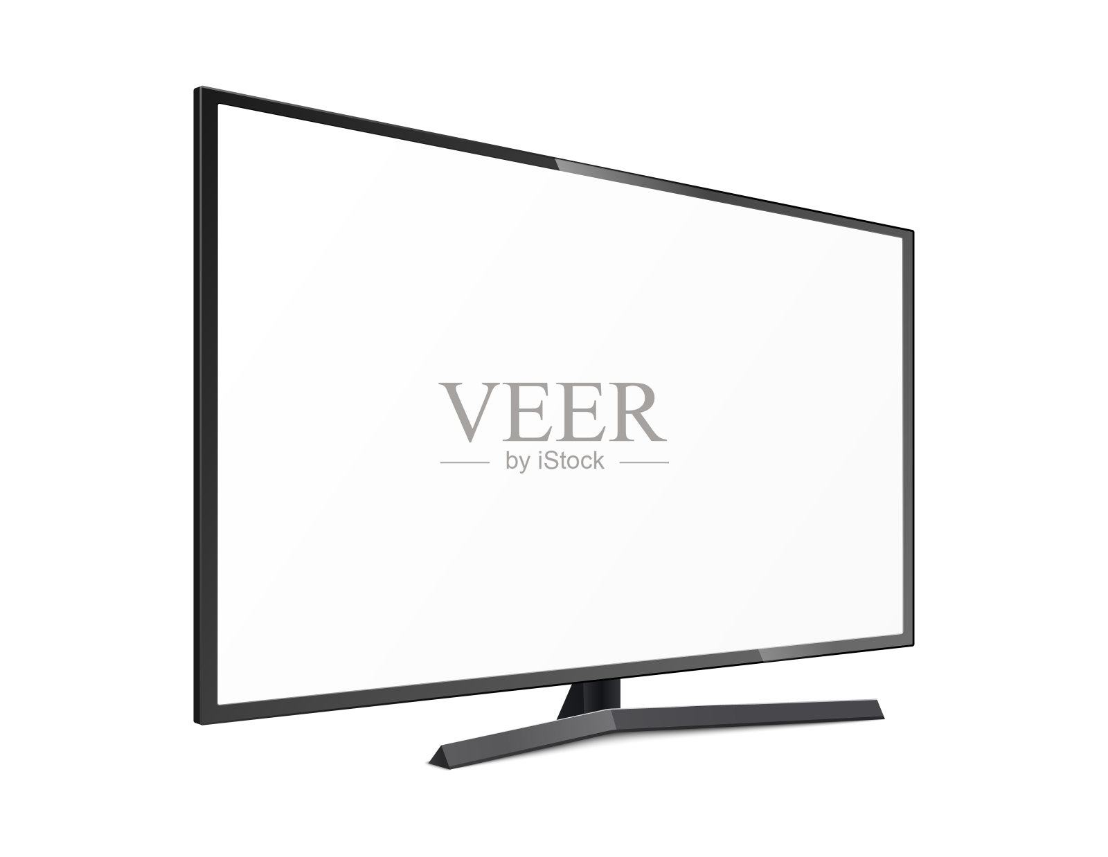 模板白色液晶电视显示器或LED屏幕，3d矢量插图孤立。设计元素图片