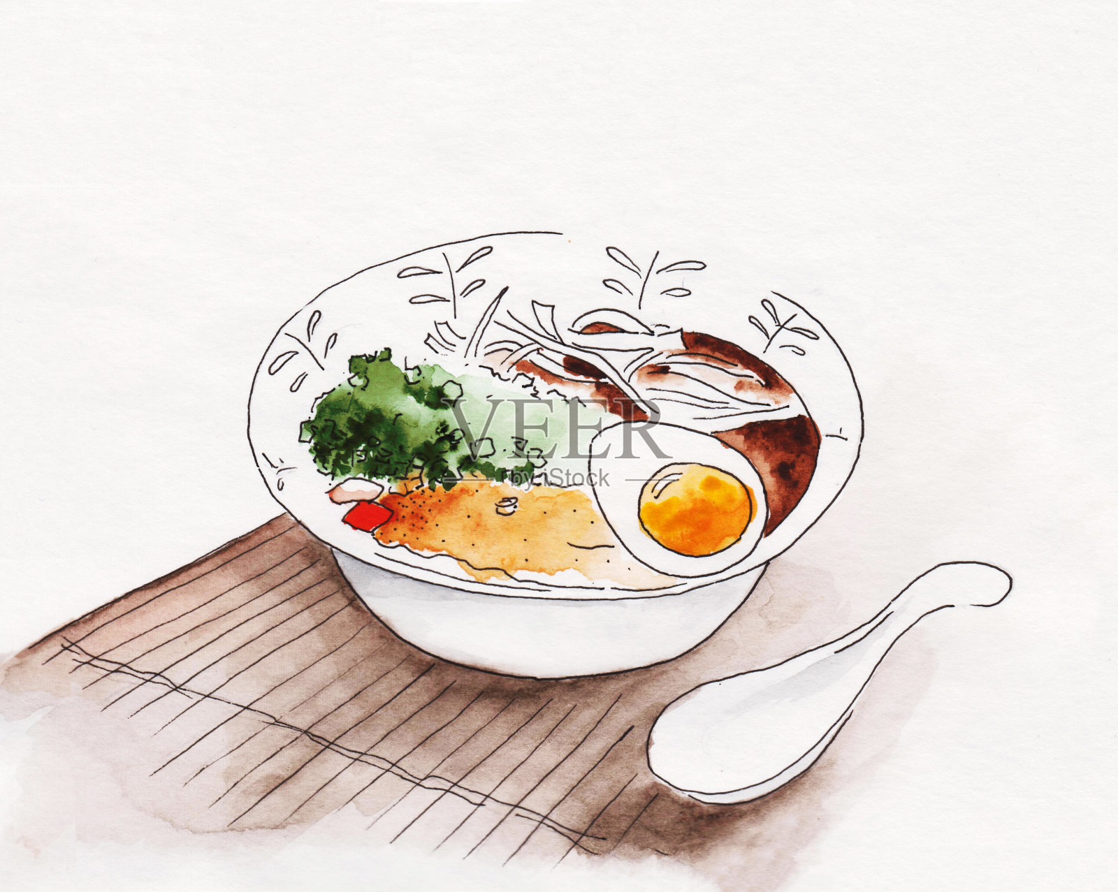 日本食物的水彩画插图插画图片素材
