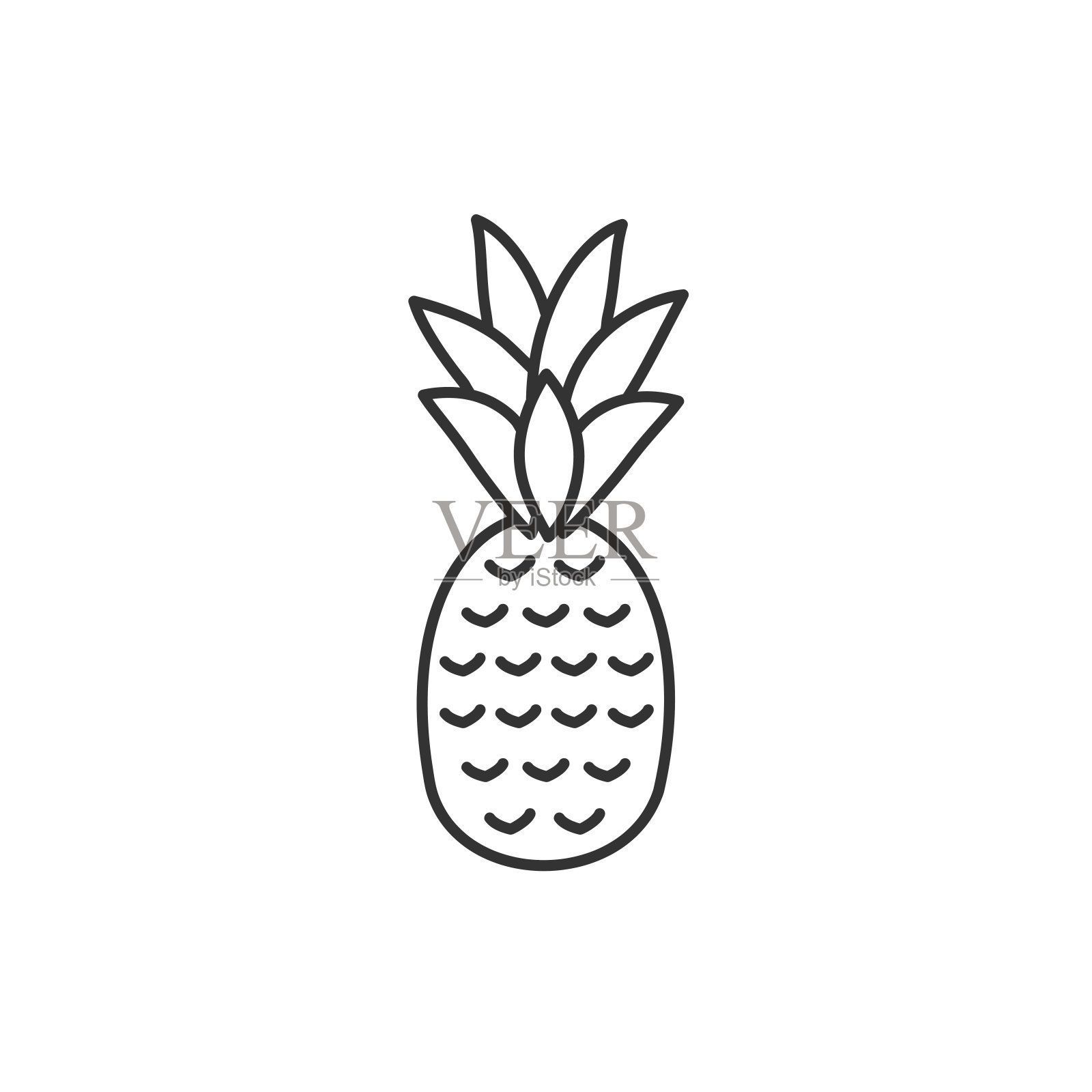 菠萝/安纳的线条图标与可编辑的笔触。简单的轮廓设计。热带水果/食物的象征。矢量插图。插画图片素材