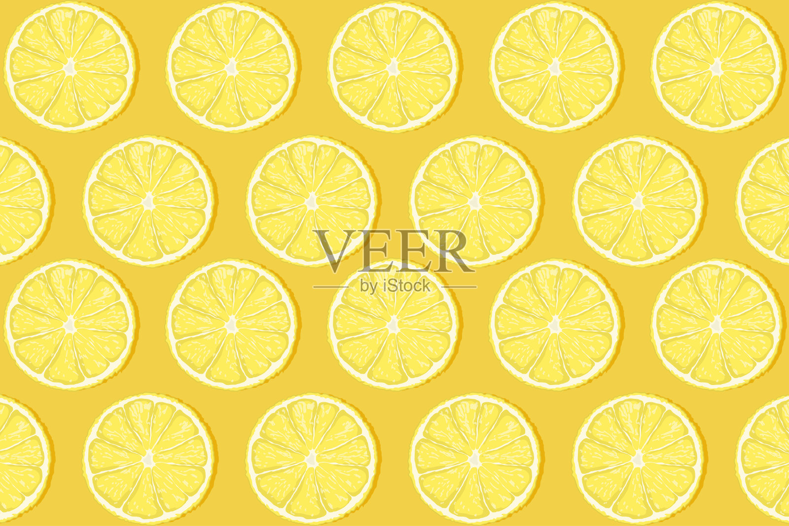 柠檬片模式上黄色背景插图向量eps10插画图片素材