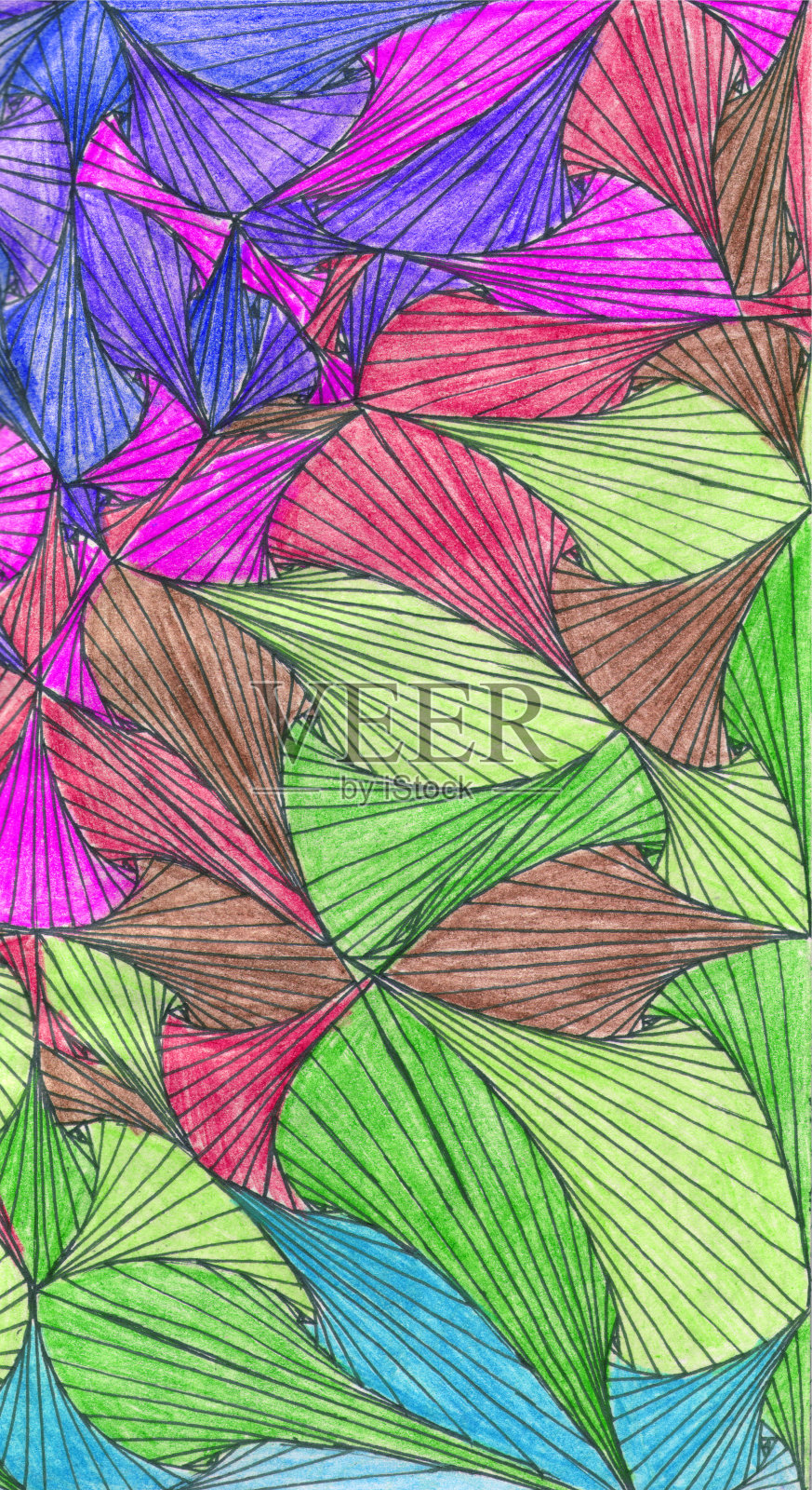泽纳特以彩虹状的叶子或扇子的形式填充整个空间区域作为背景。插画图片素材