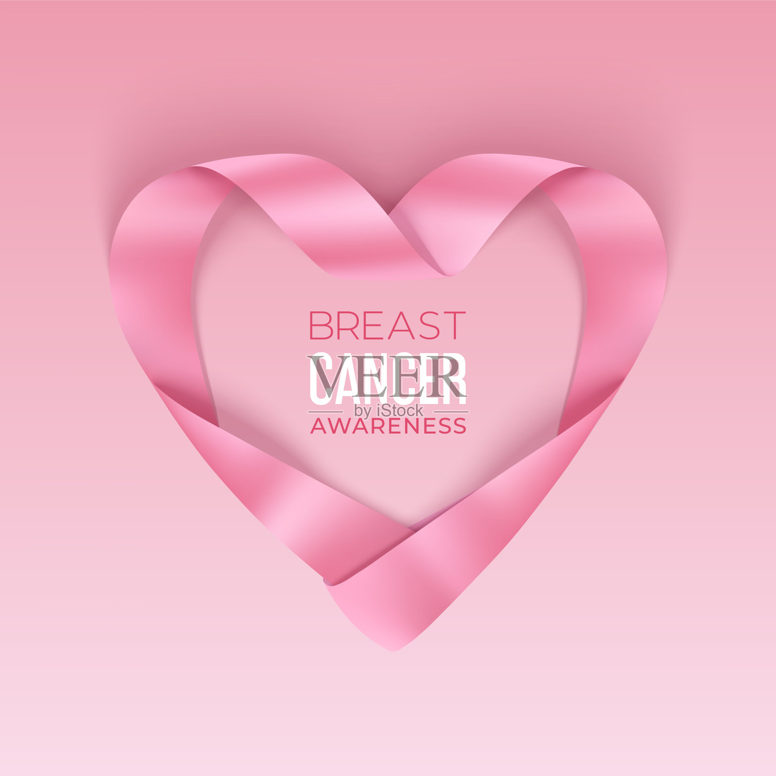 乳腺癌意识月矢量横幅与逼真的粉色丝带插画图片素材