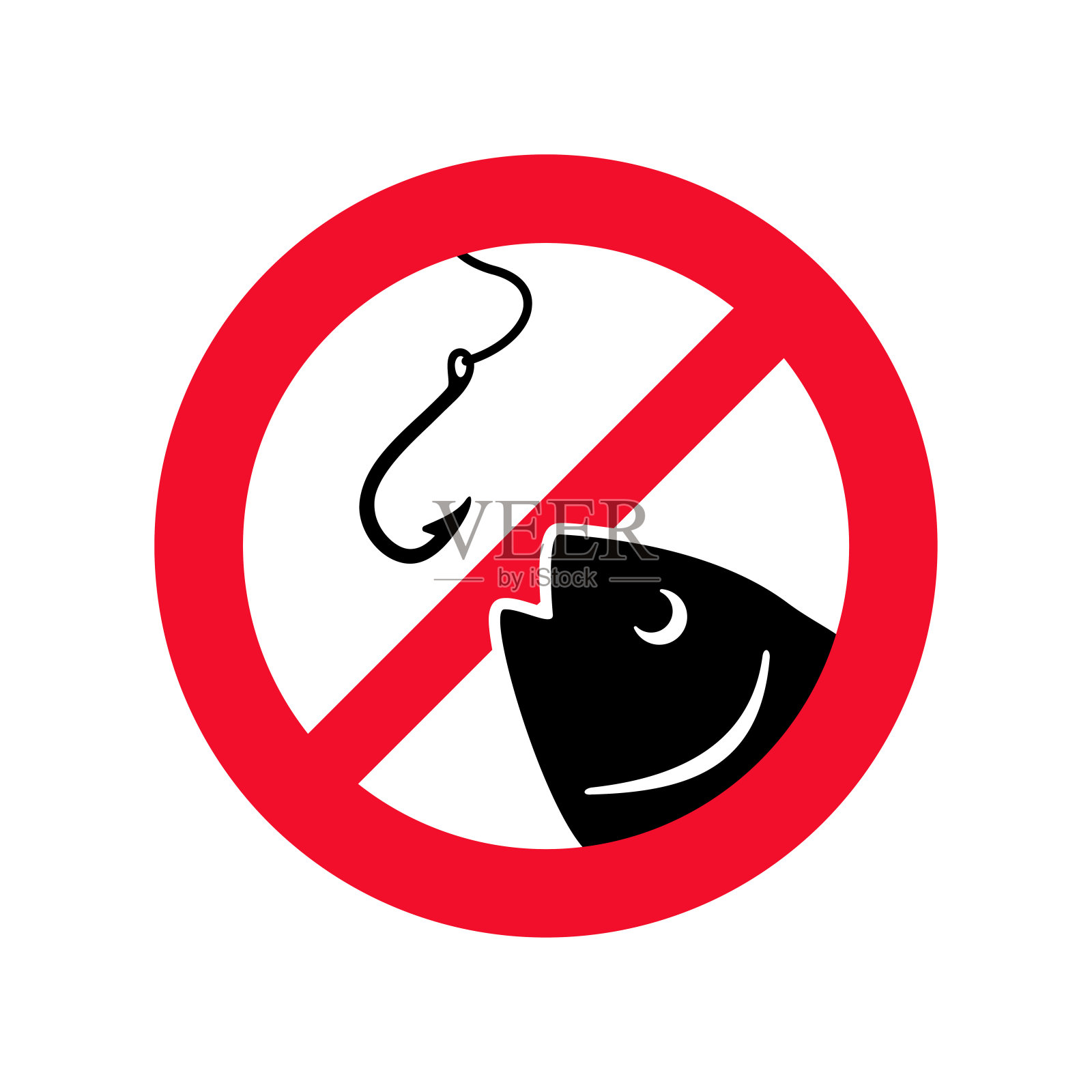 禁止捕鱼区标志-禁止标志插画图片素材