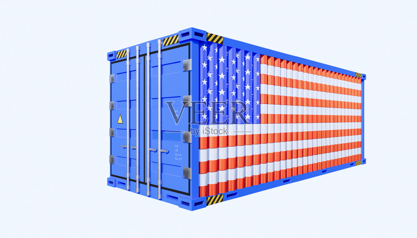 美国贸易和商业概念设计和集装箱的3d渲染。照片摄影图片