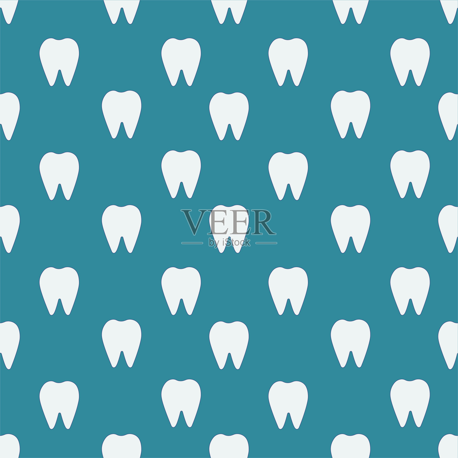 牙科无缝模式。白色的牙齿结构。白色牙齿的背景矢量插图。抽象的印花插画图片素材