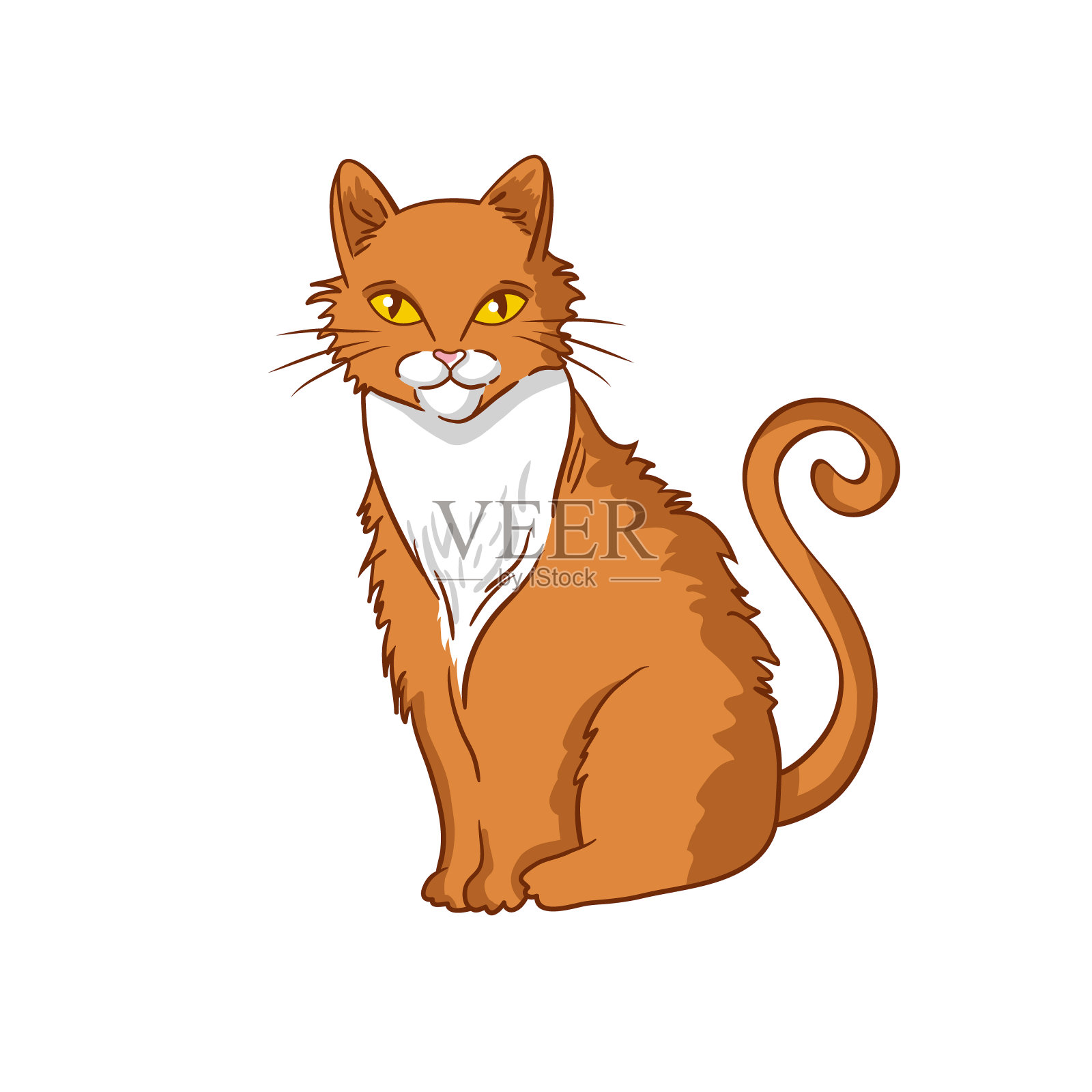 矢量手绘红猫孤立在白色背景。设计元素图片